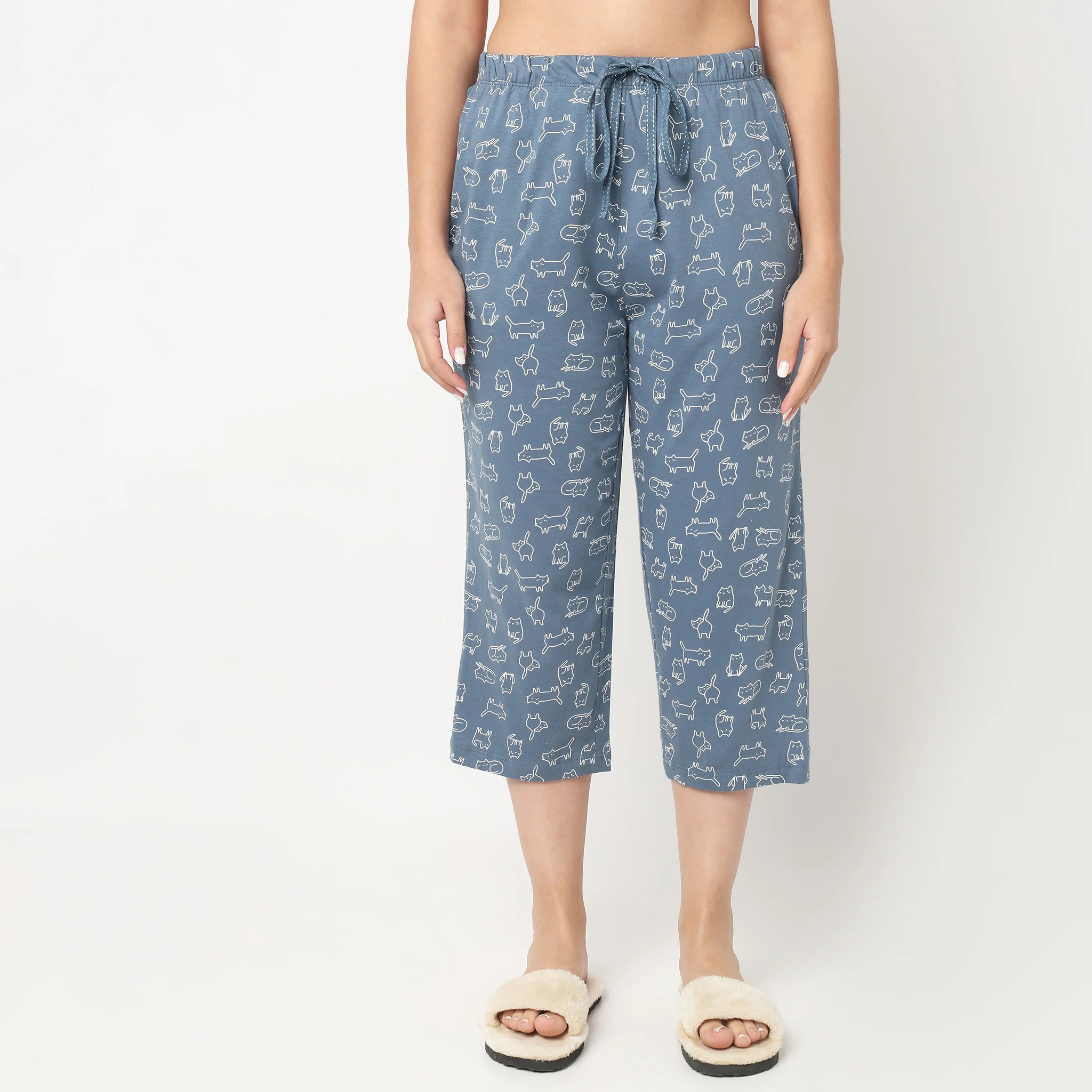 Cotton Printed Lounge Capris - Image 2