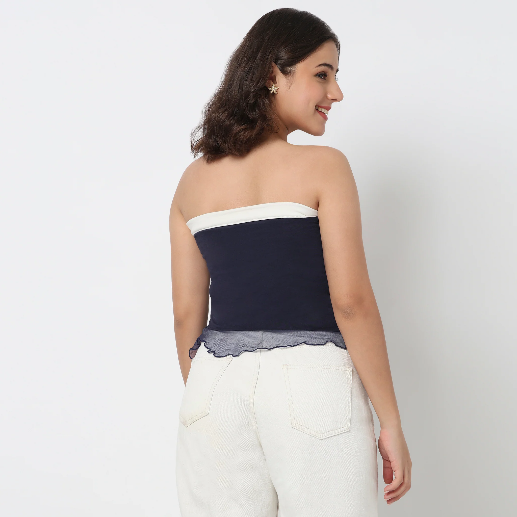 Cotton Printed Off Shoulder Crop Top - Image 3