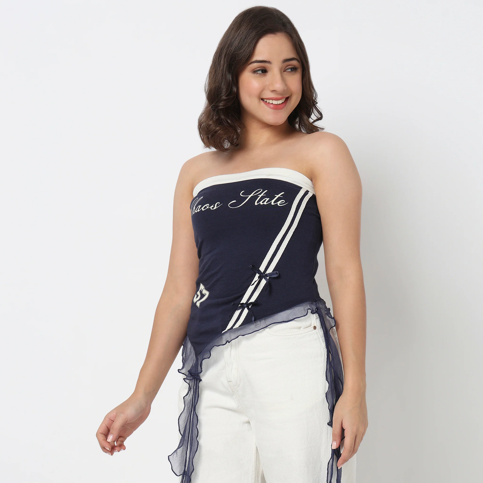 Cotton Printed Off Shoulder Crop Top - Image 5