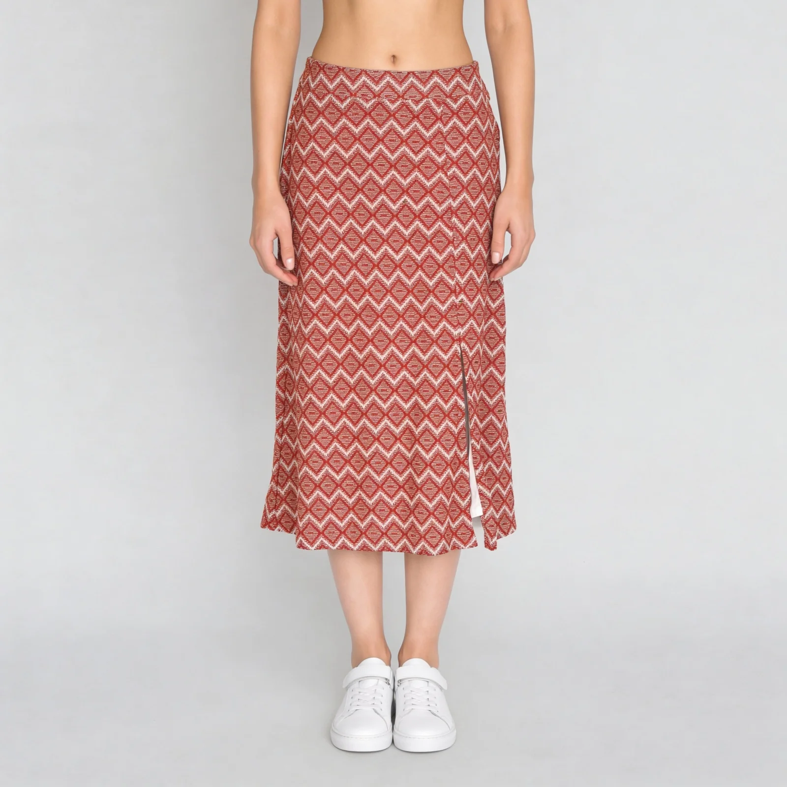 Cotton Printed Straight Slit Skirt - Image 2
