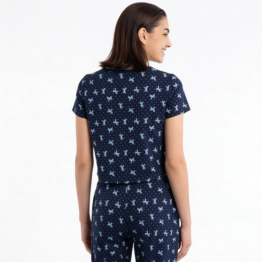 Cotton Printed Top with Pyjama Sleepwear Set - Image 10