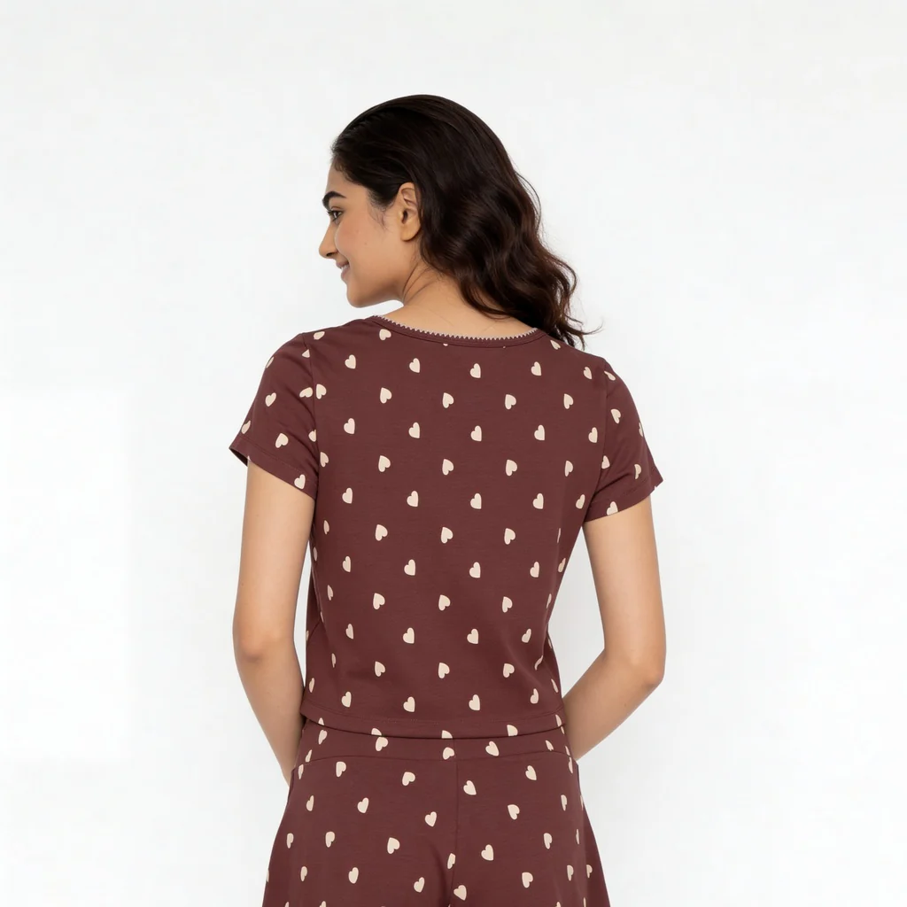 Cotton Printed Top with Pyjama Sleepwear Set - Image 3