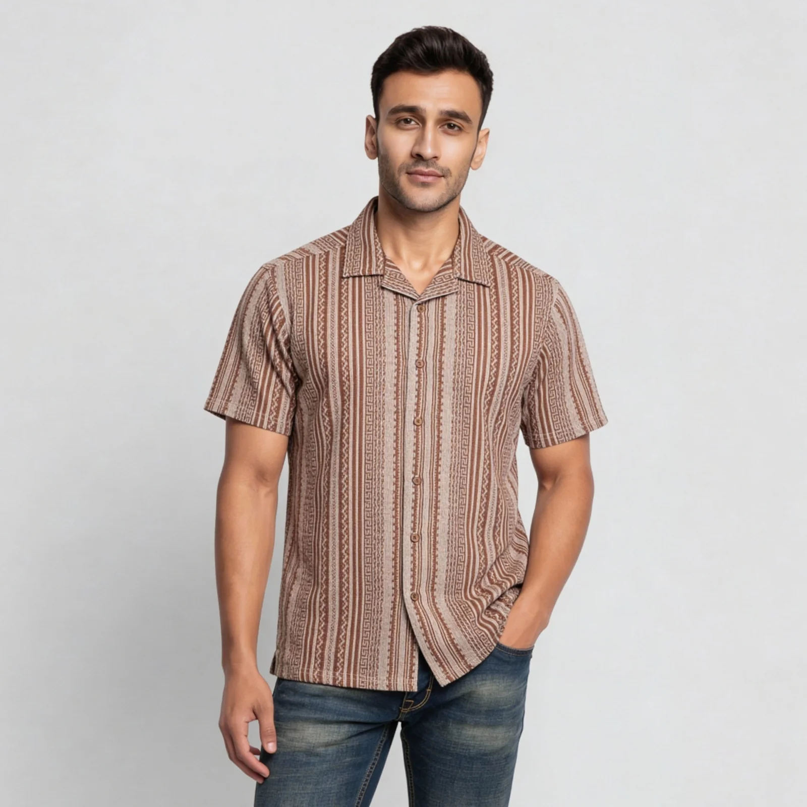 Cotton Printed Yarn Dyed Shirt - Image 2