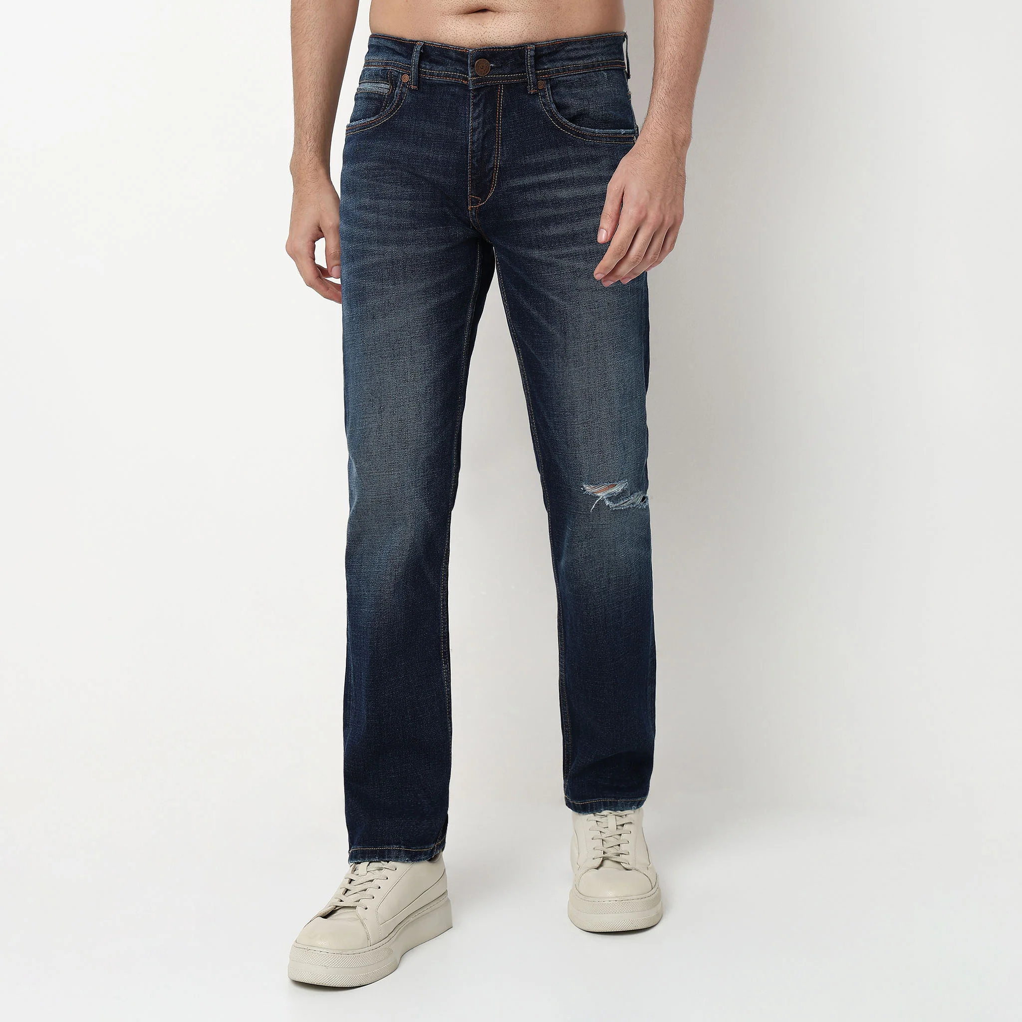 Rich Dark Indigo Classic Stone Wash Jeans - Image 2