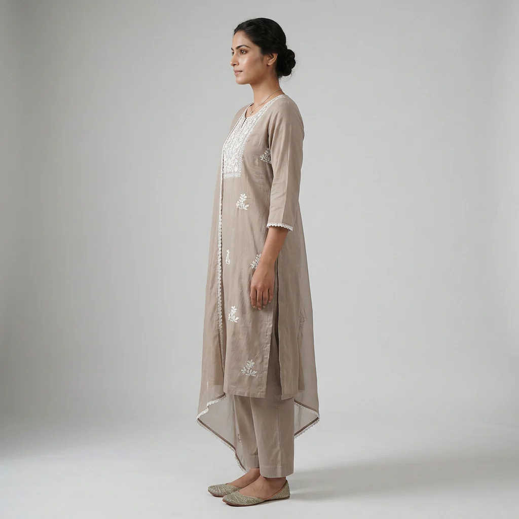 Cotton Straight Kurta and Pant with Dupatta Set - Image 2