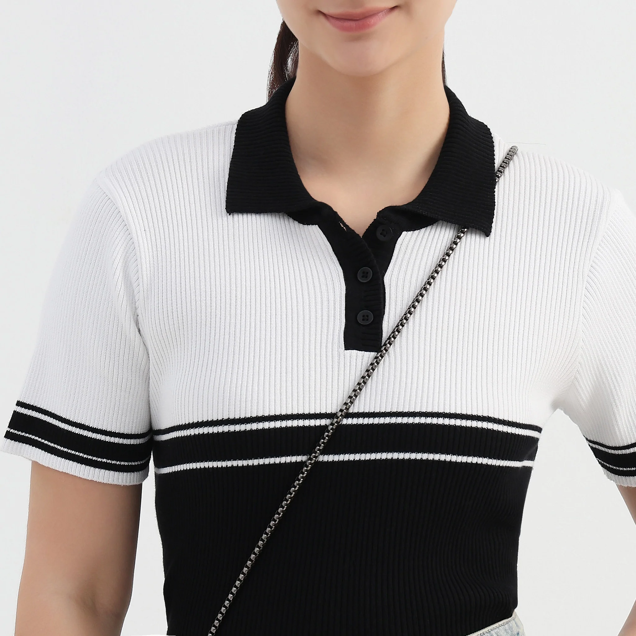 Cotton Striped Crop T-Shirt - Image 4