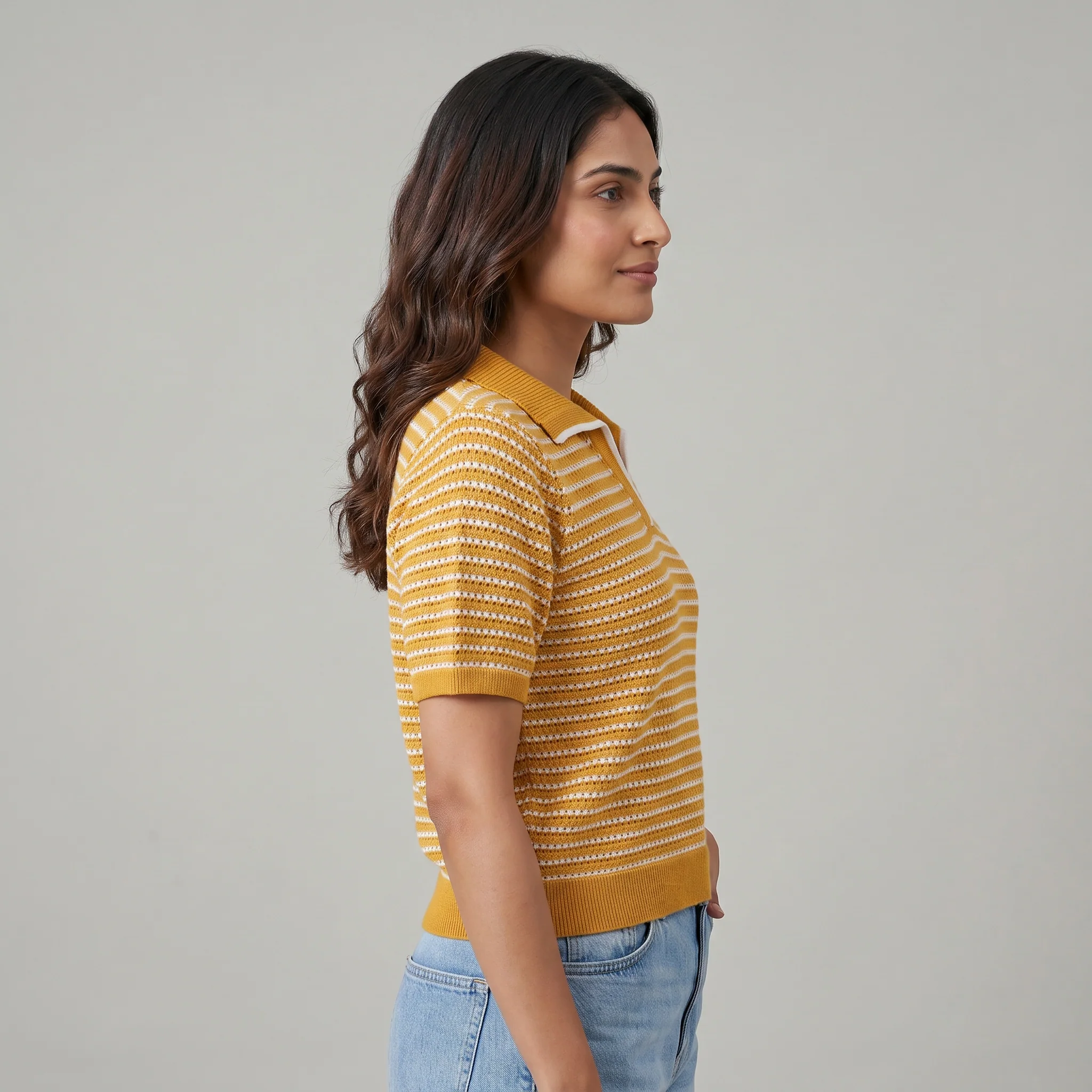 Cotton Striped Cropped T-Shirt - Image 6