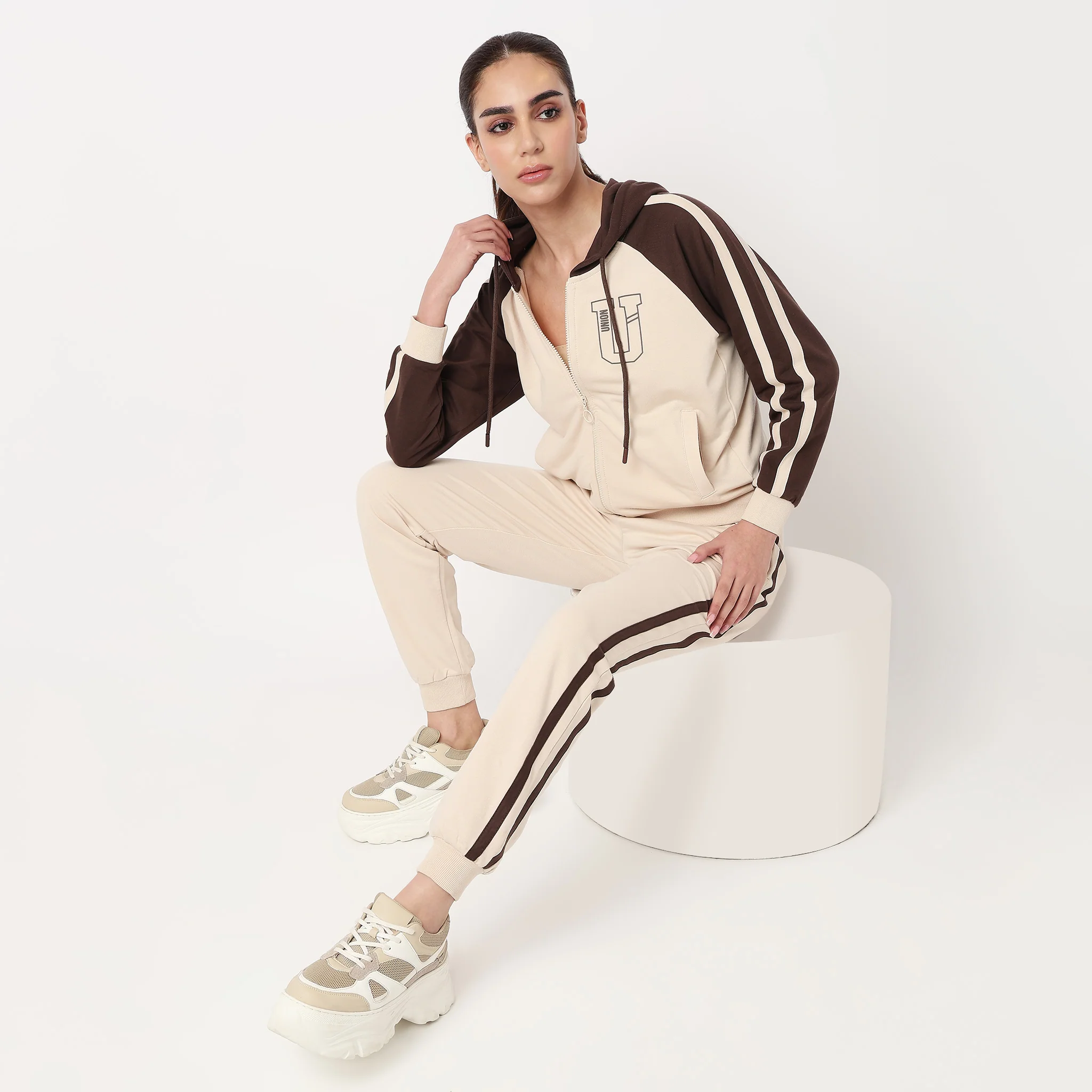 Cotton Sweatshirt With Contrast Sleeves