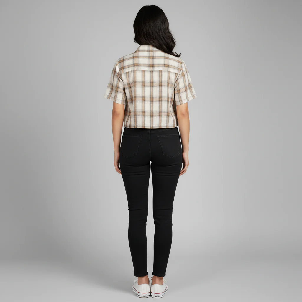 Cropped Boxy Checkered Shirt - Image 3