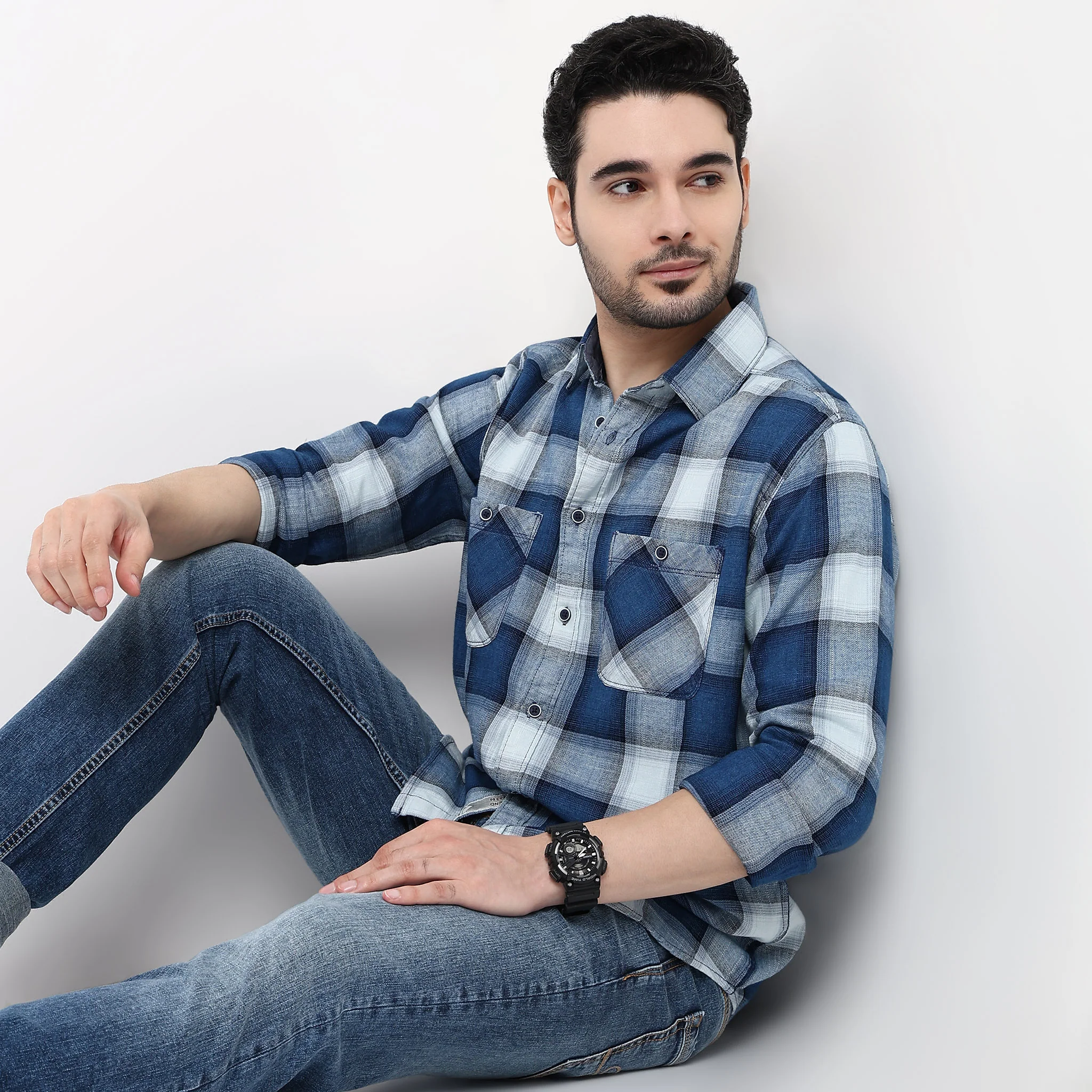 Cruiser Regular Indigo Checkered Shirt