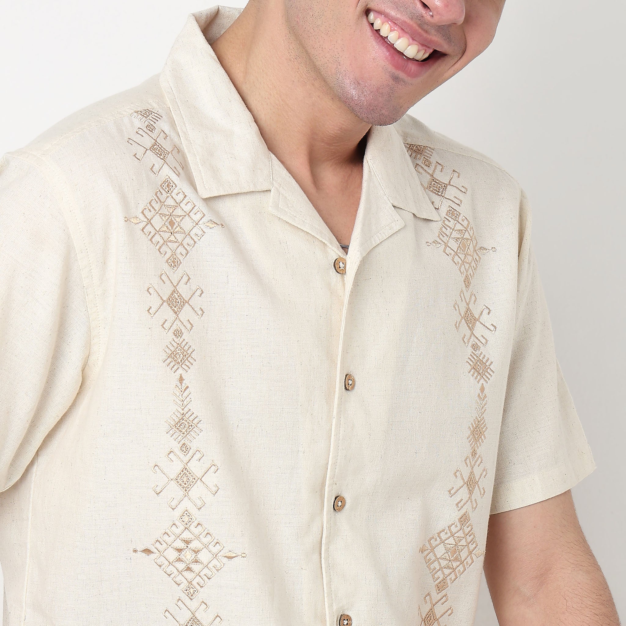 Cotton Cuban Embroidered Shirt - Image 4