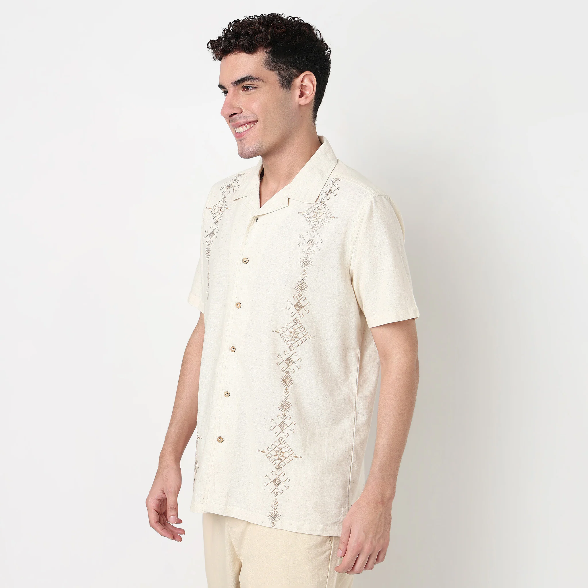 Cotton Cuban Embroidered Shirt - Image 5