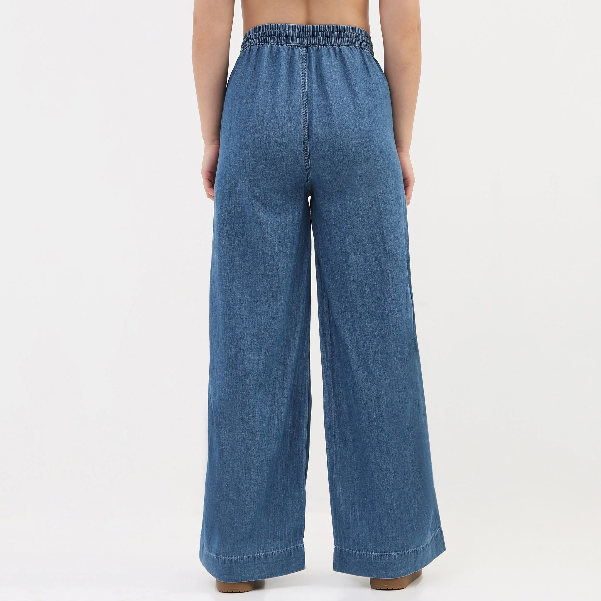 Denim Pull On Palazzos - Image 3