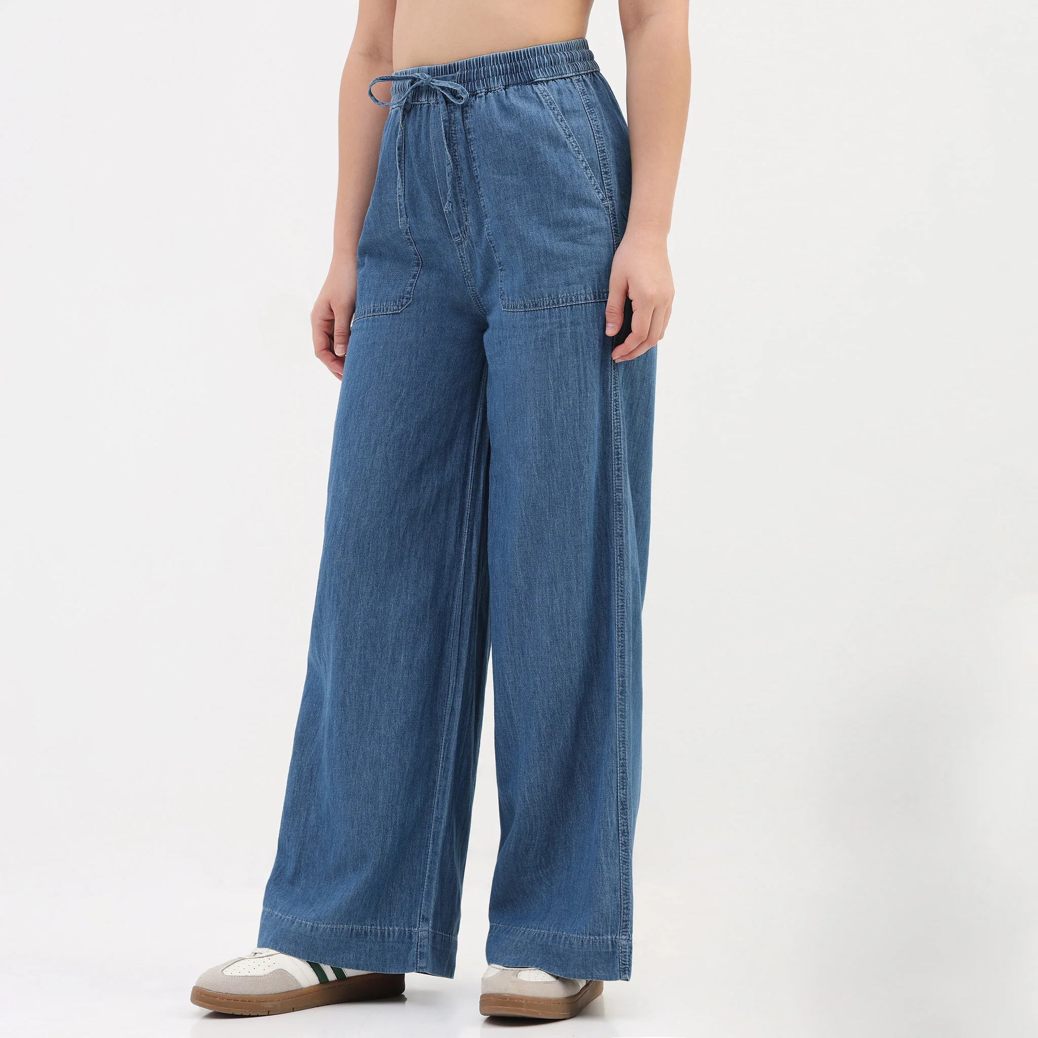 Denim Pull On Palazzos - Image 5