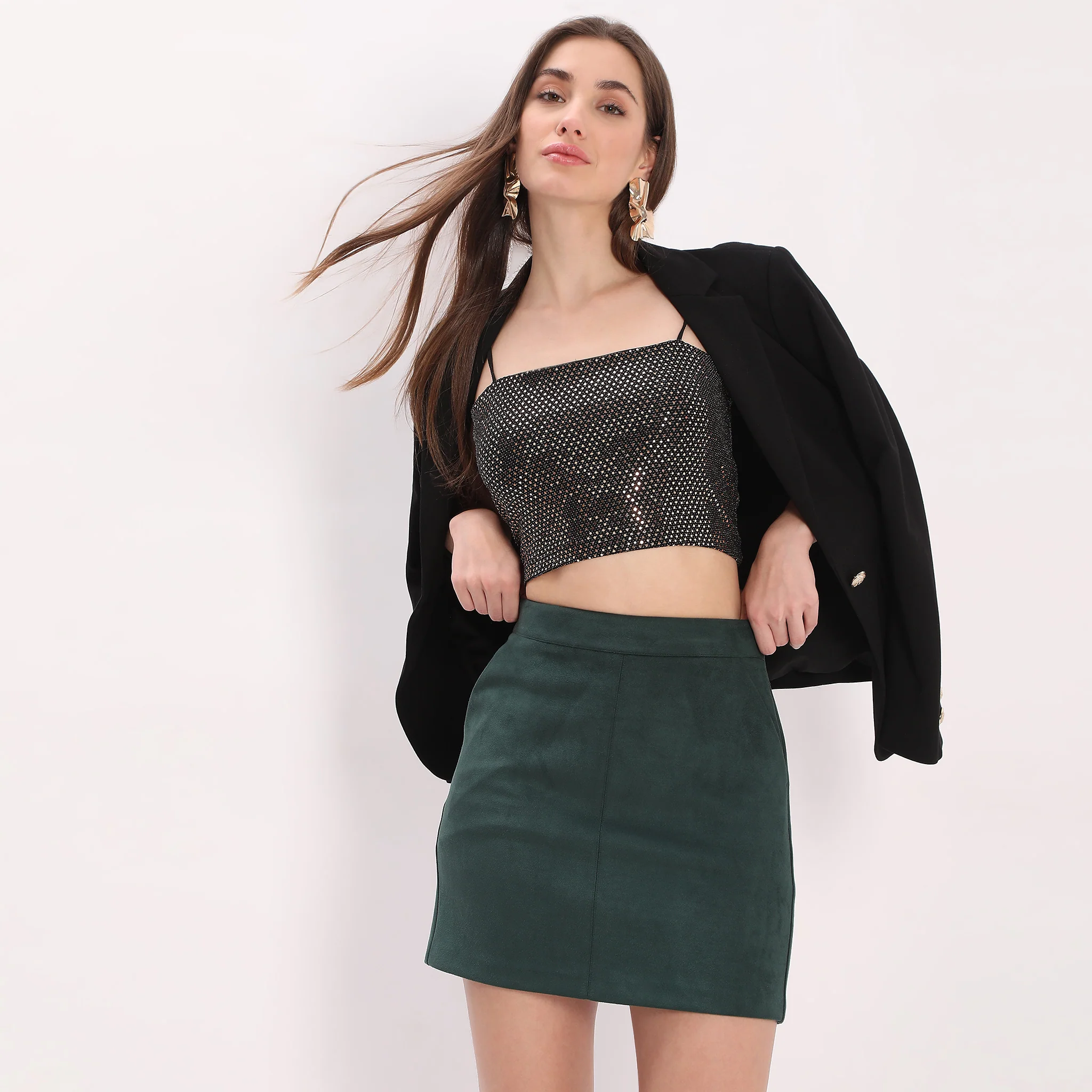 Embellished Betty Look Sleeveless Party Crop Top - Image 2