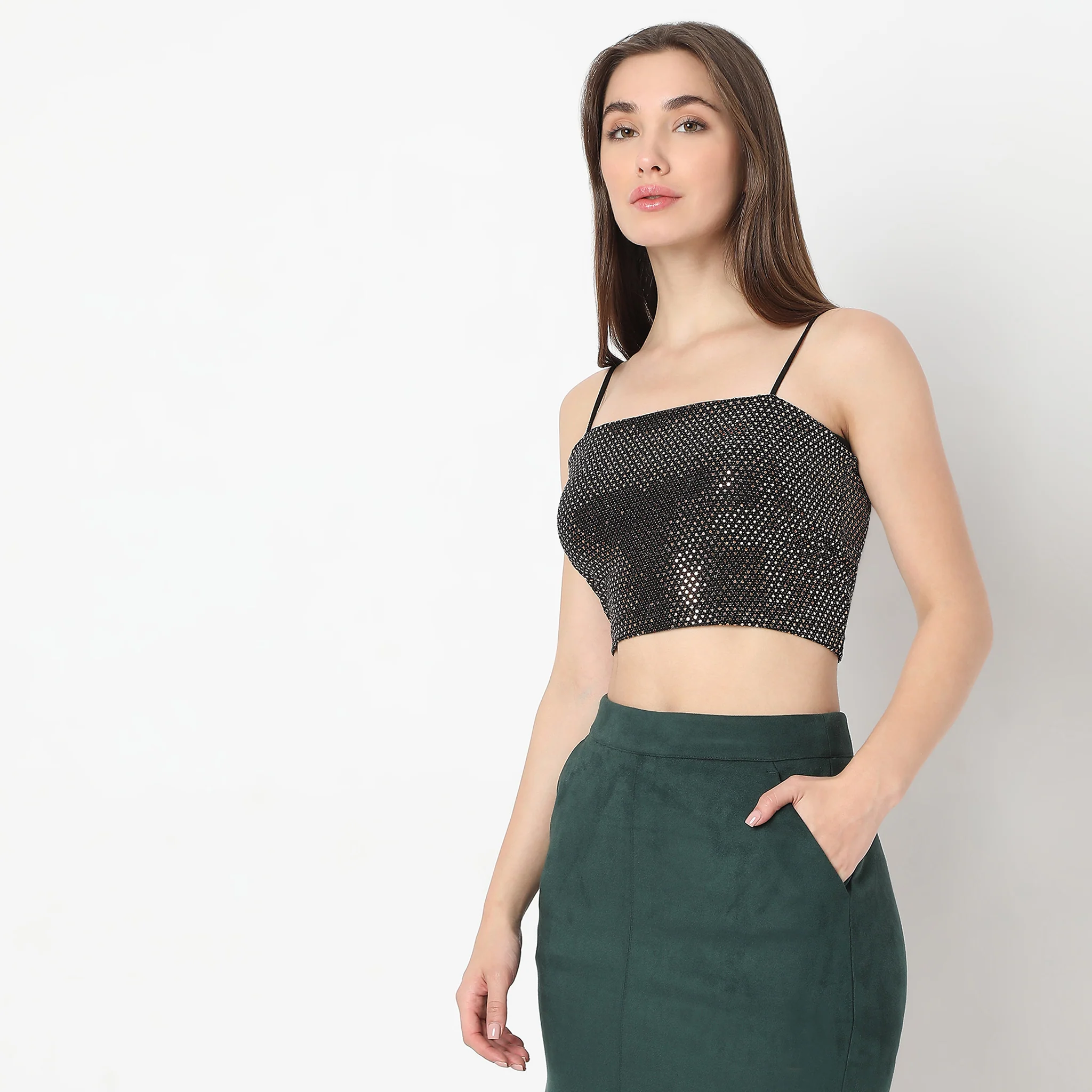Embellished Betty Look Sleeveless Party Crop Top - Image 5