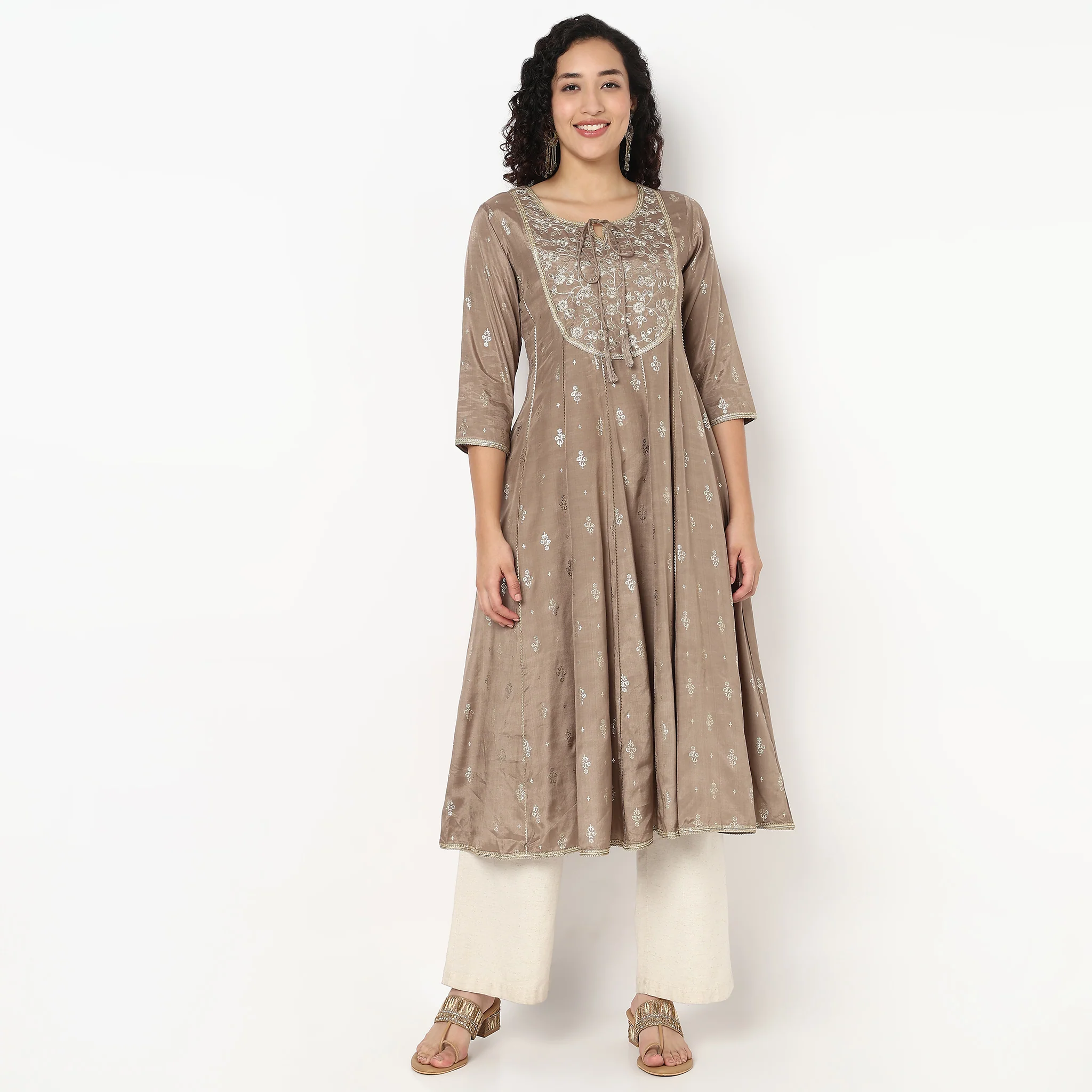 Embellished Flared Long Kurta - Image 2