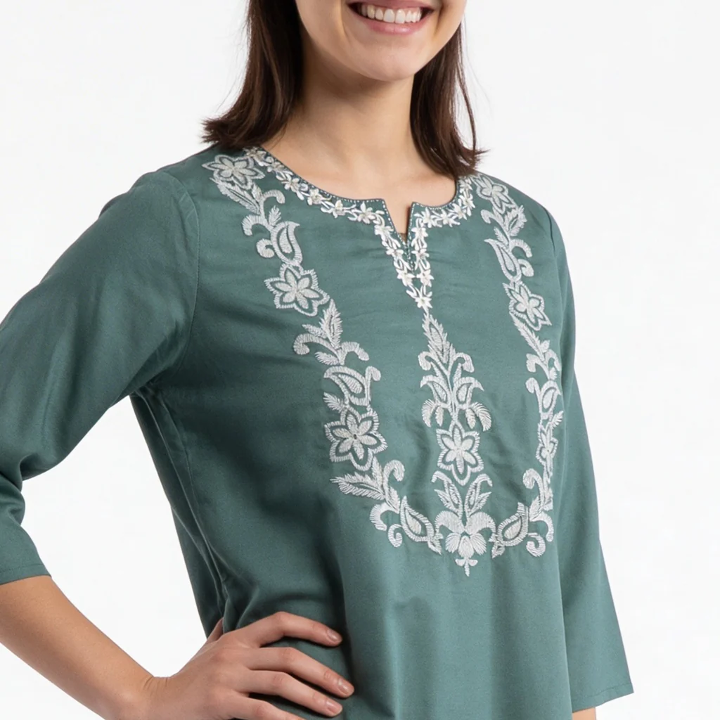 Embroidered A-Line Straight Kurta - Image 4