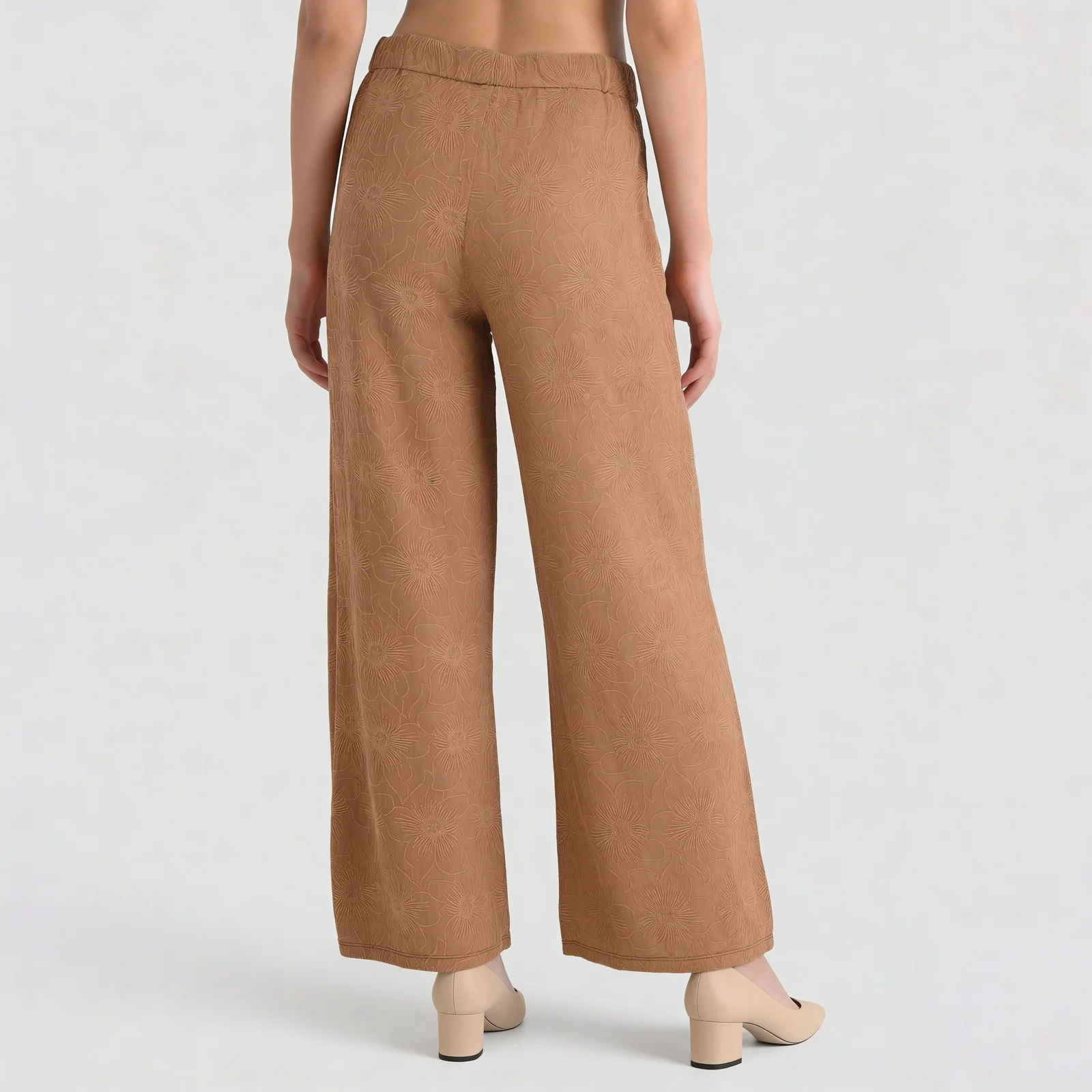 Embroidered Ankle Length Mid Rise Palazzos - Image 3