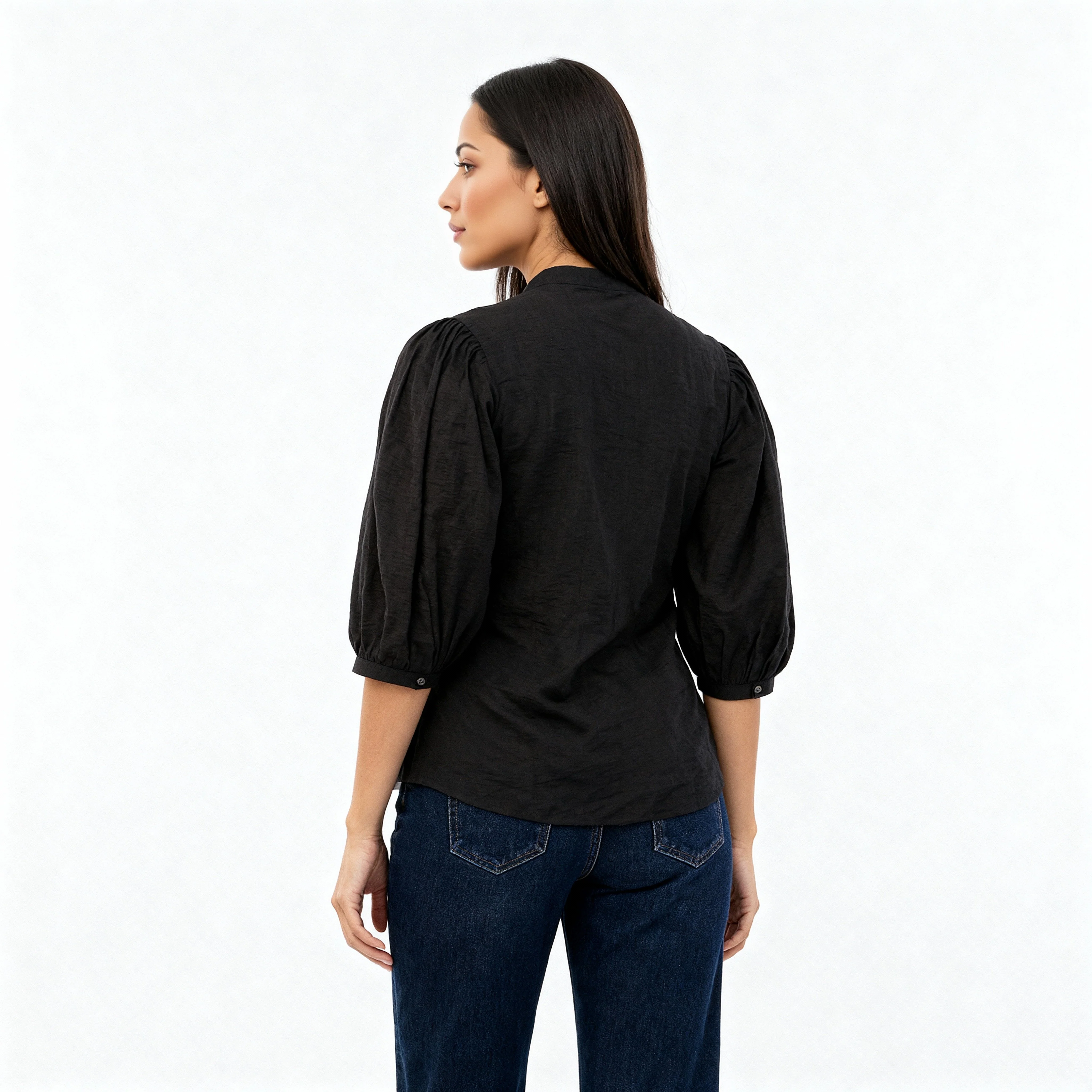 Embroidered Band Neck Top - Image 3