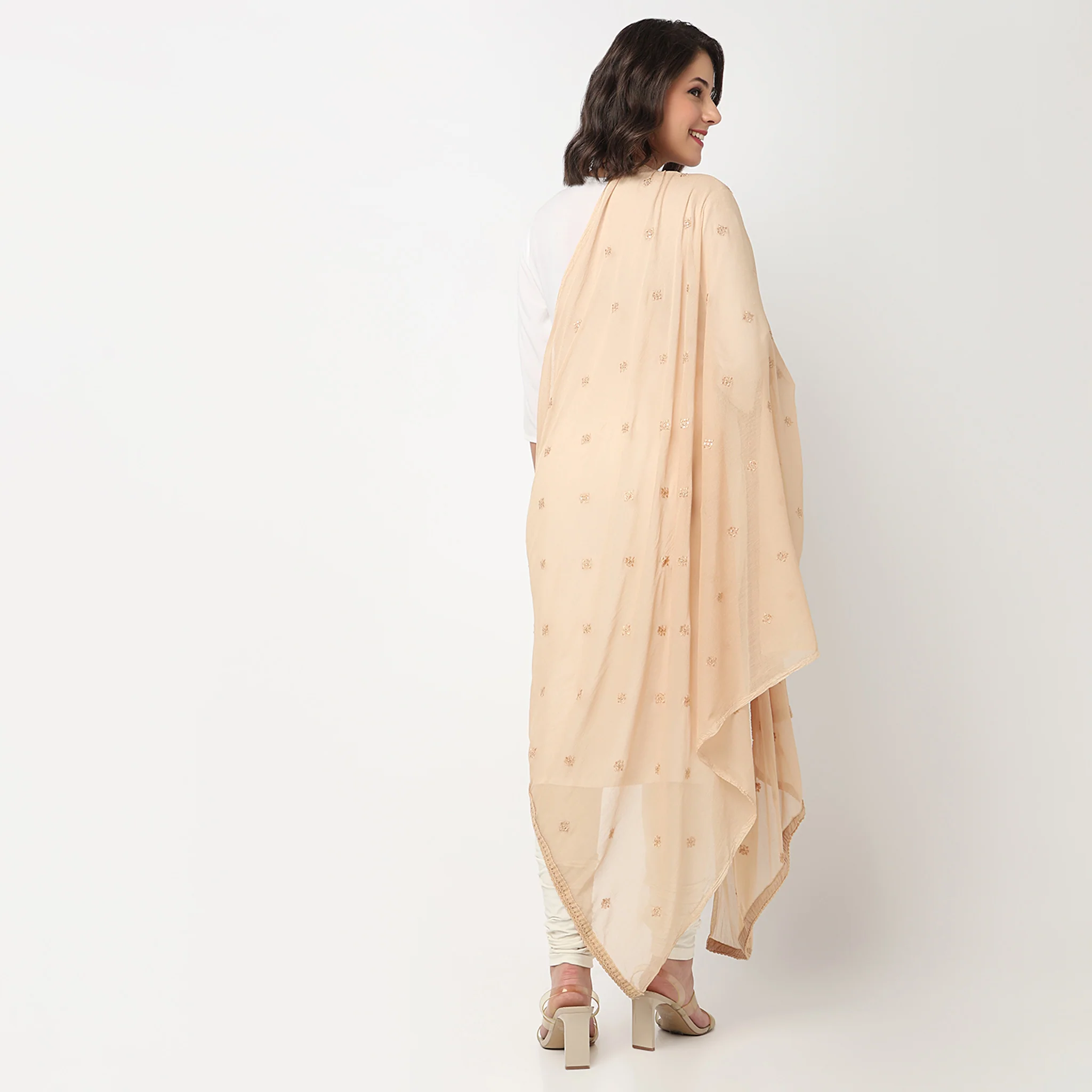 Embroidered Chiffon Dupatta - Image 6