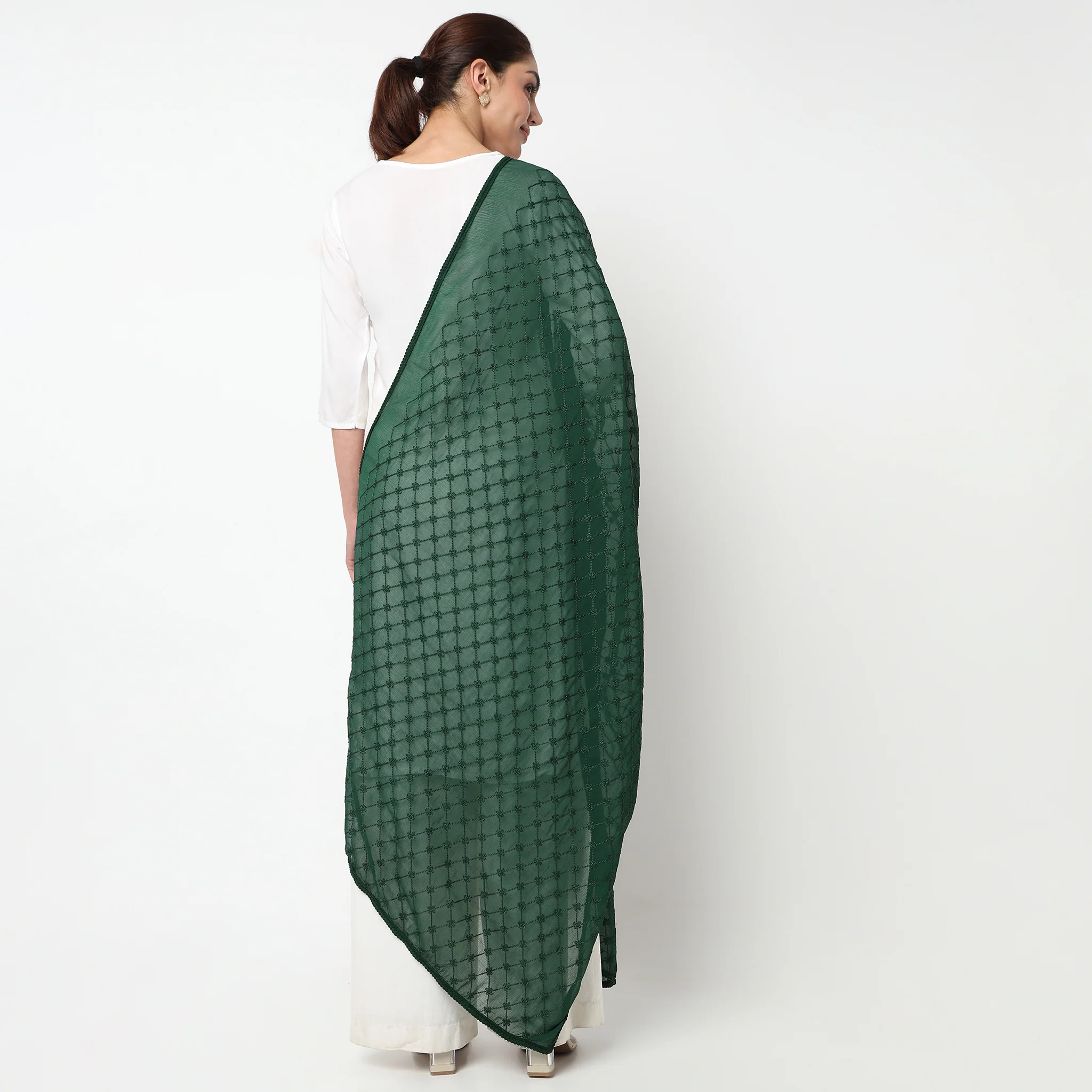 Embroidered Chiffon Dupatta - Image 12
