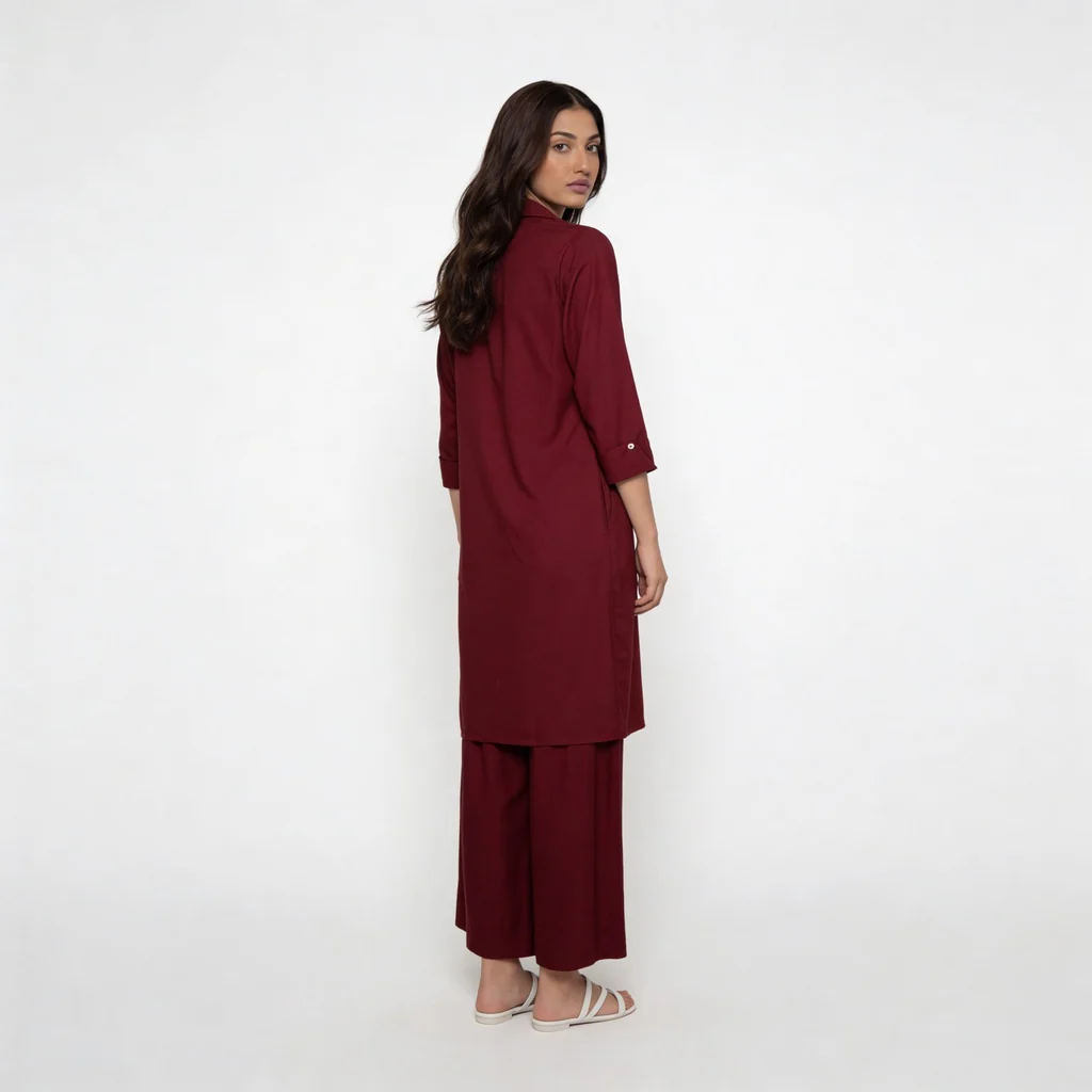 Embroidered Collar Kurta with Pant Set - Image 3