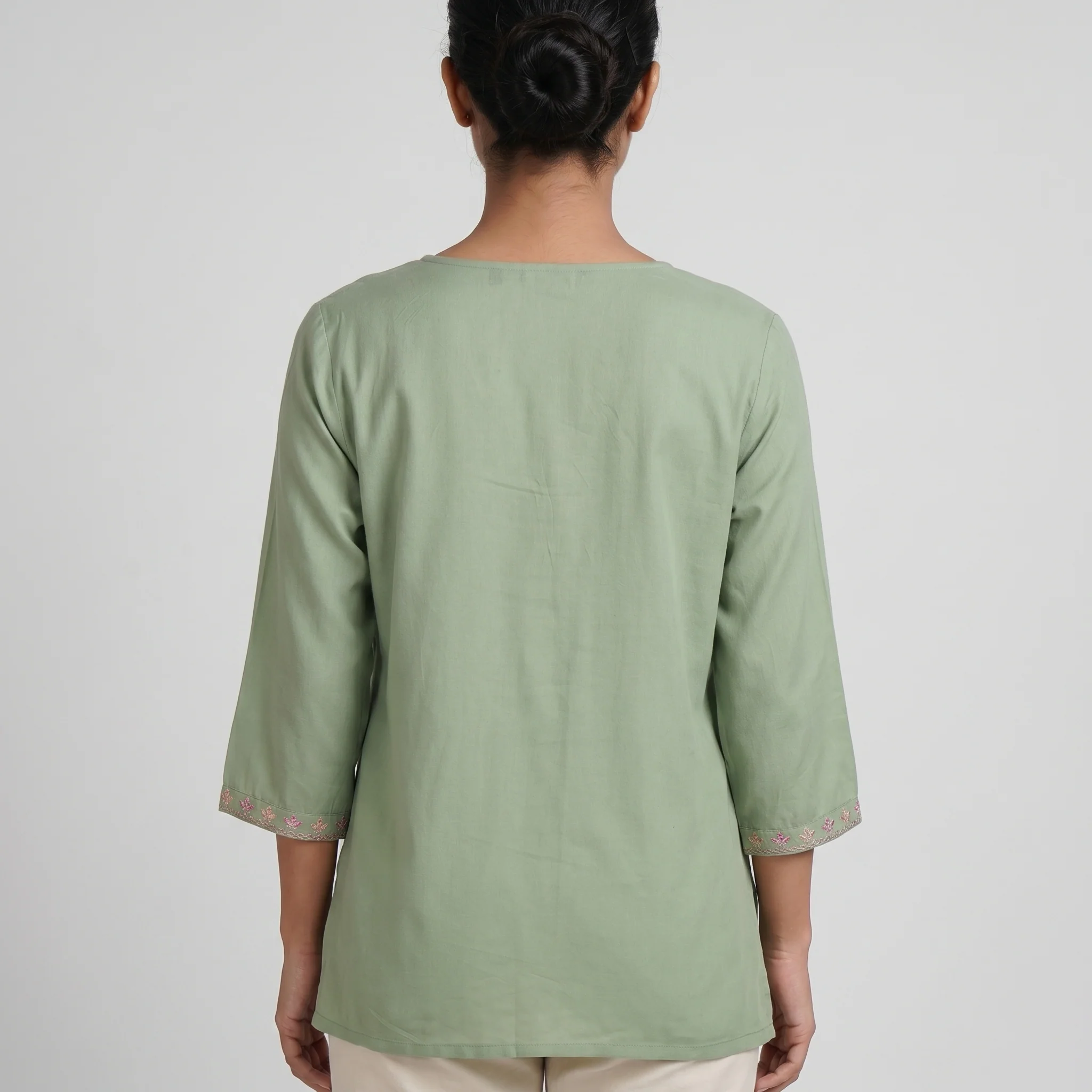 Embroidered Flared Short Kurta - Image 3