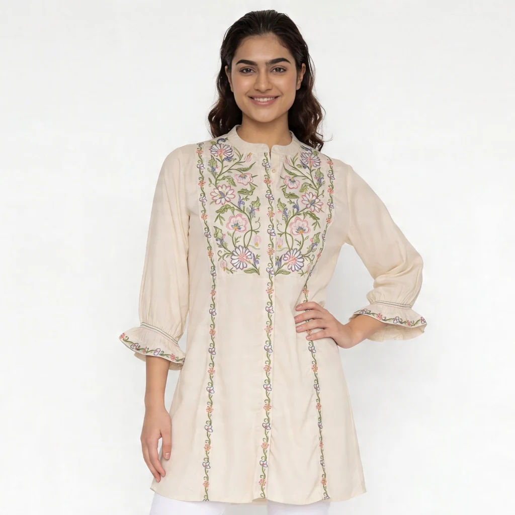 Embroidered Flared Tunic - Image 2