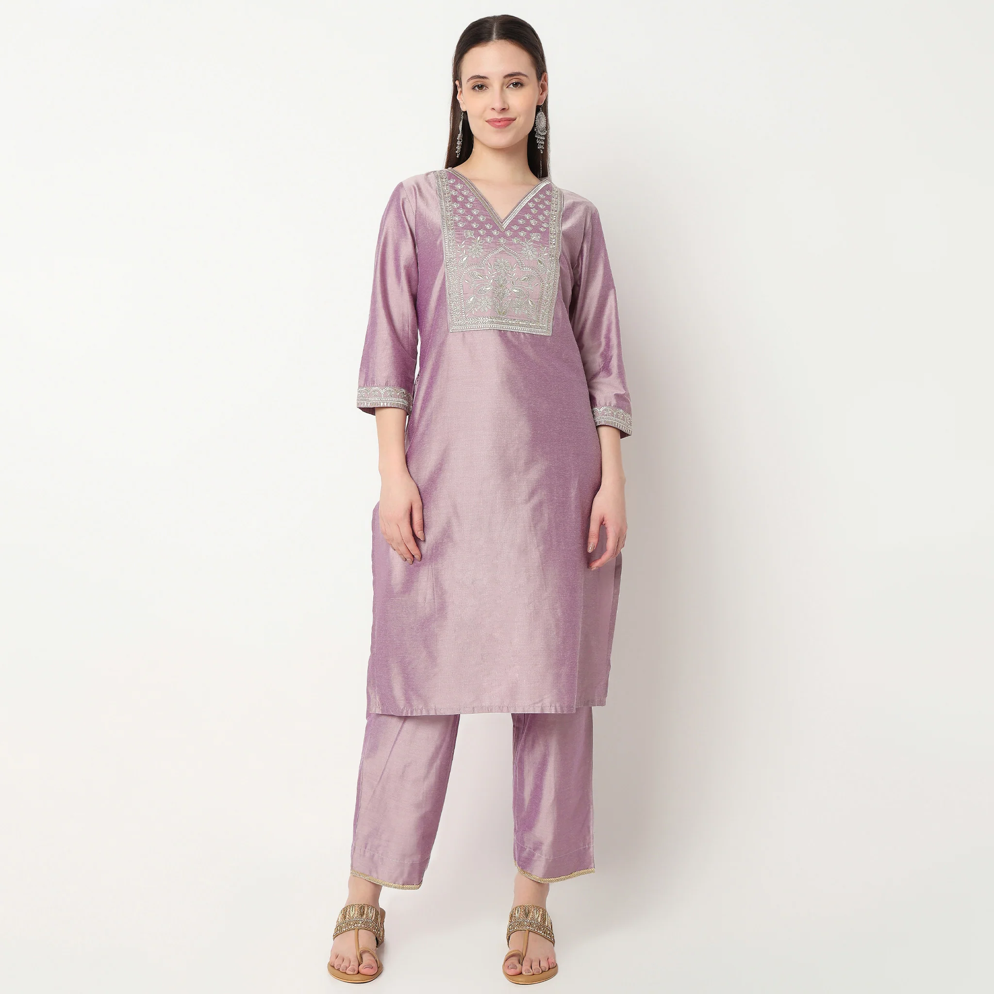 Embroidered Kurta with Pant & with Dupatta Set - Image 2