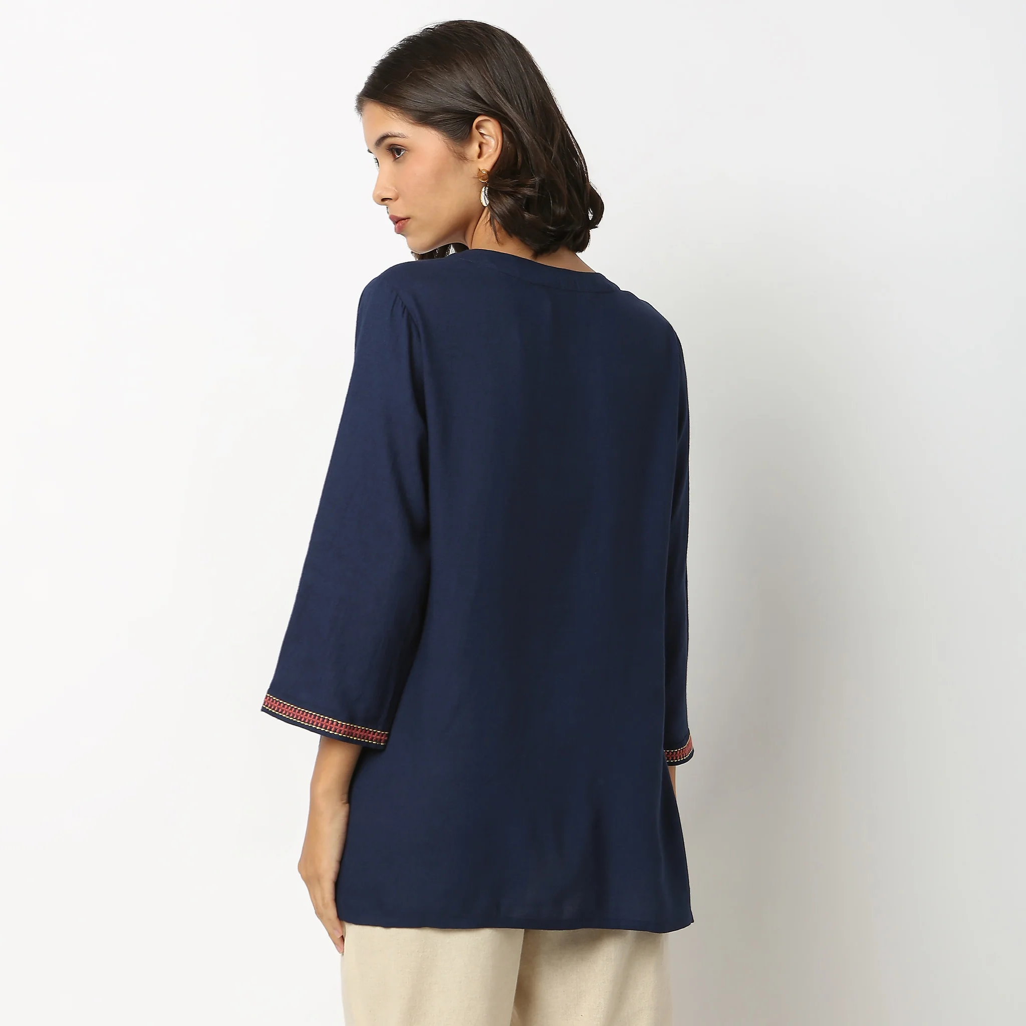 Embroidered A Line Short Kurta - Image 3