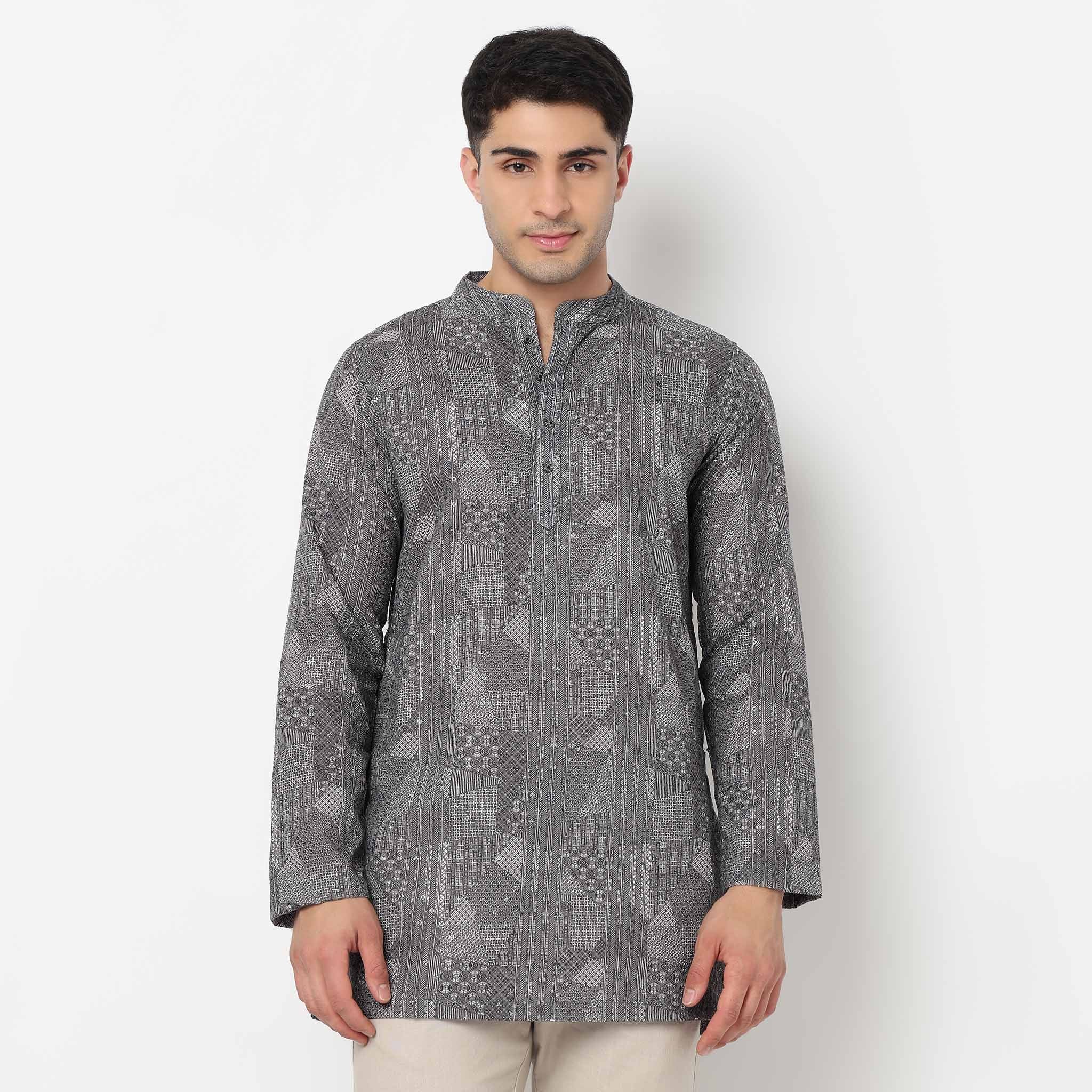Embroidered Schiffli Short Kurta - Image 2