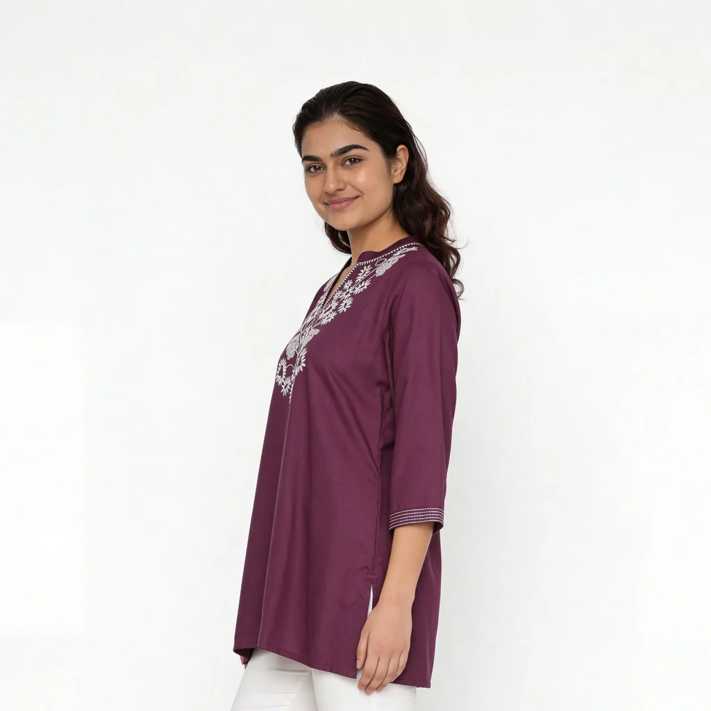 Embroidered Short Kurta - Image 5
