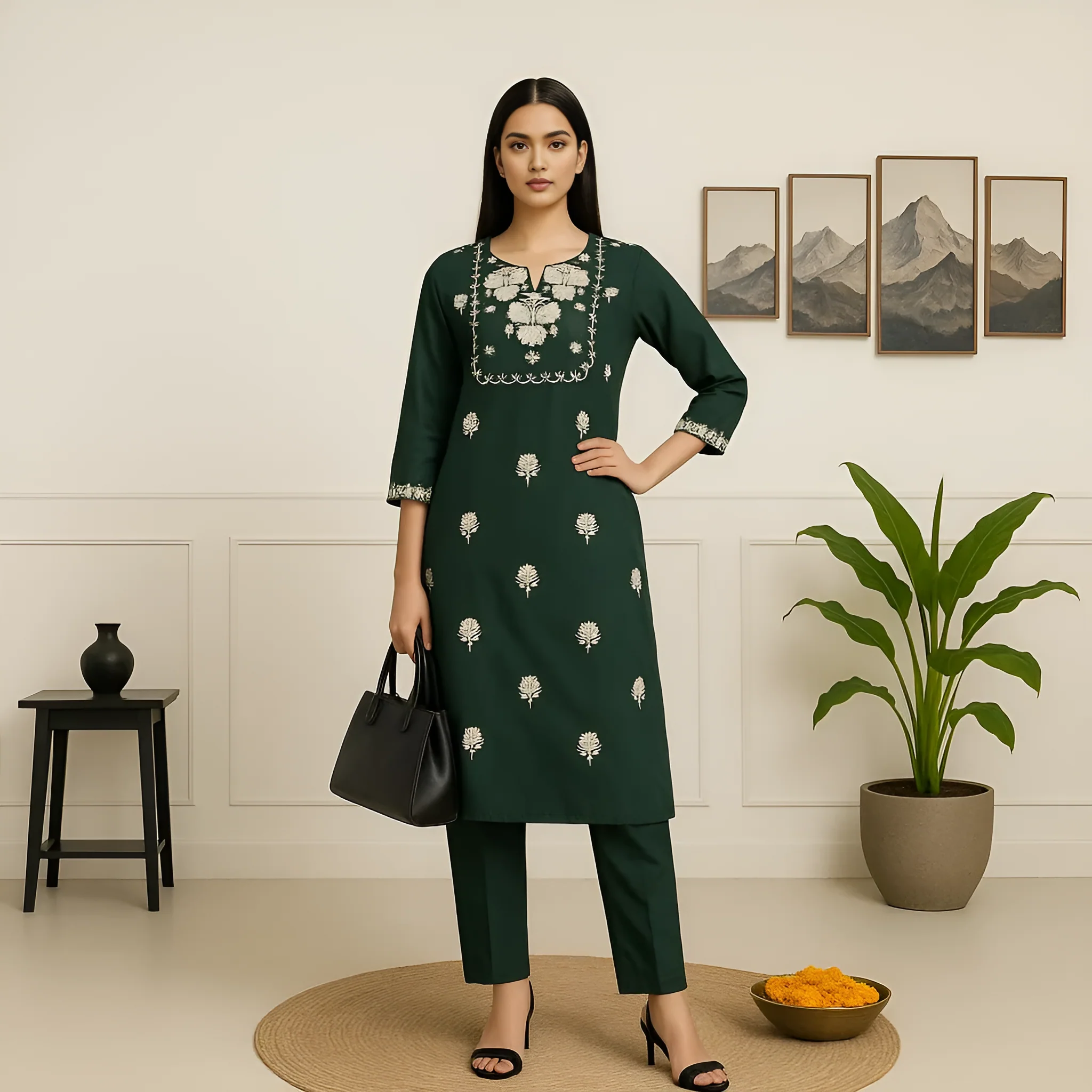 Embroidered Straight Kurta