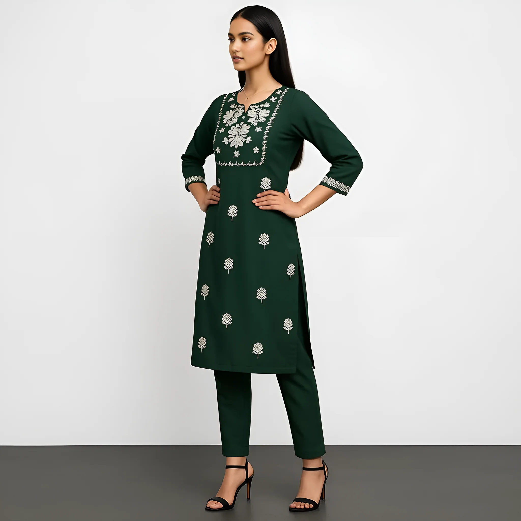 Embroidered Straight Kurta - Image 5