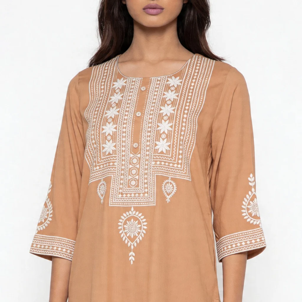 Embroidered Straight Kurta - Image 4