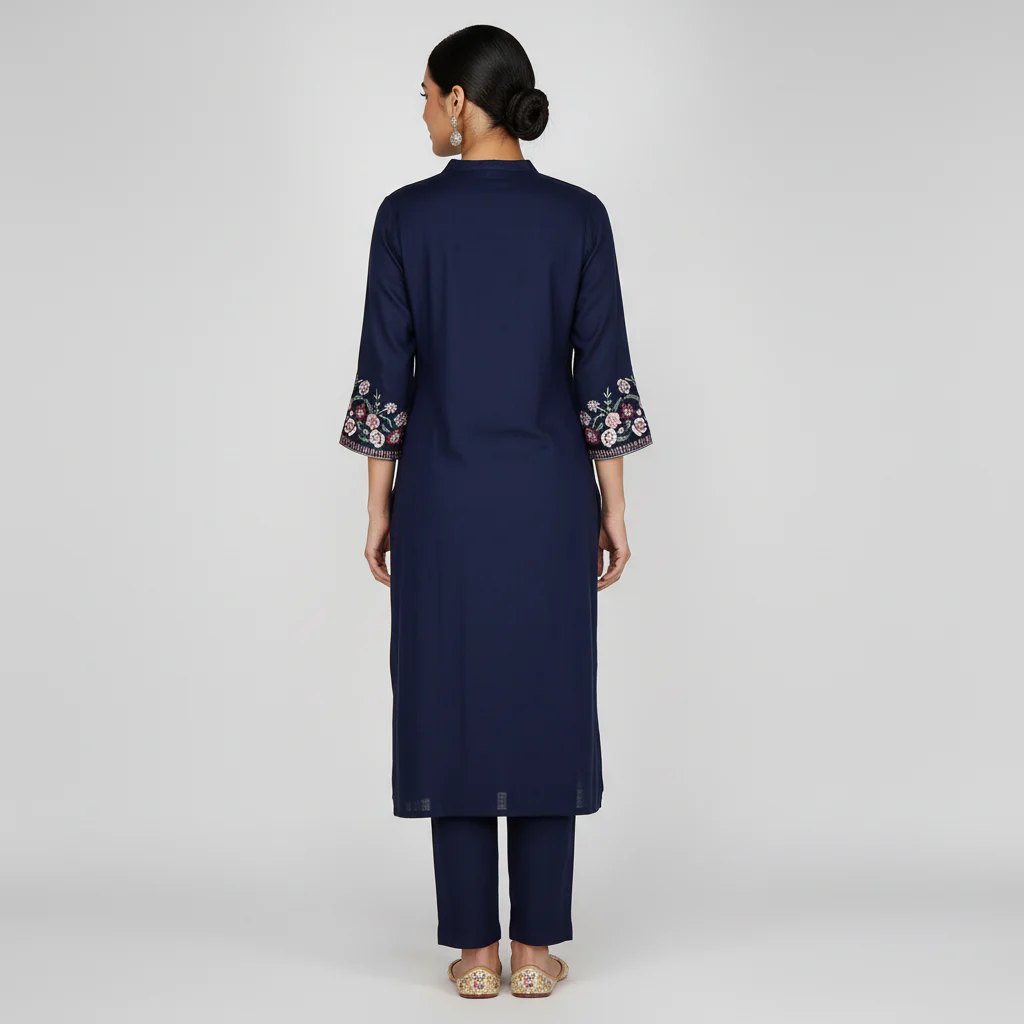 Embroidered Straight Kurta - Image 3