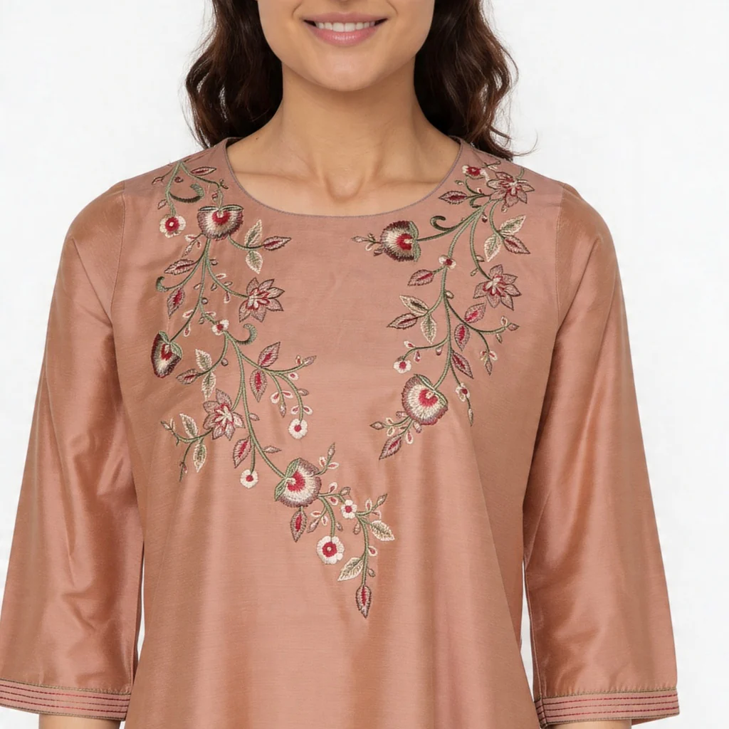 Embroidered Straight Kurta - Image 4
