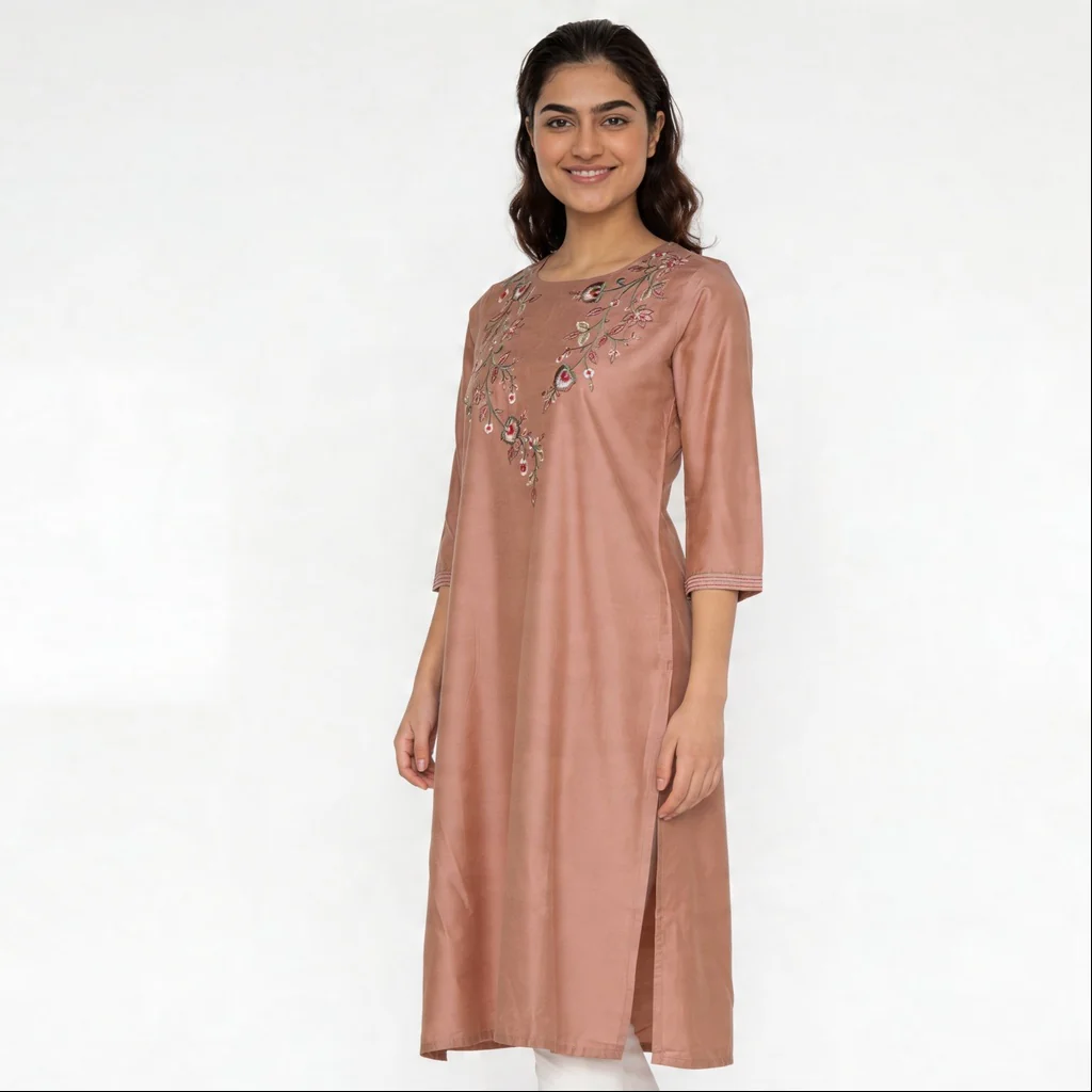 Embroidered Straight Kurta - Image 5