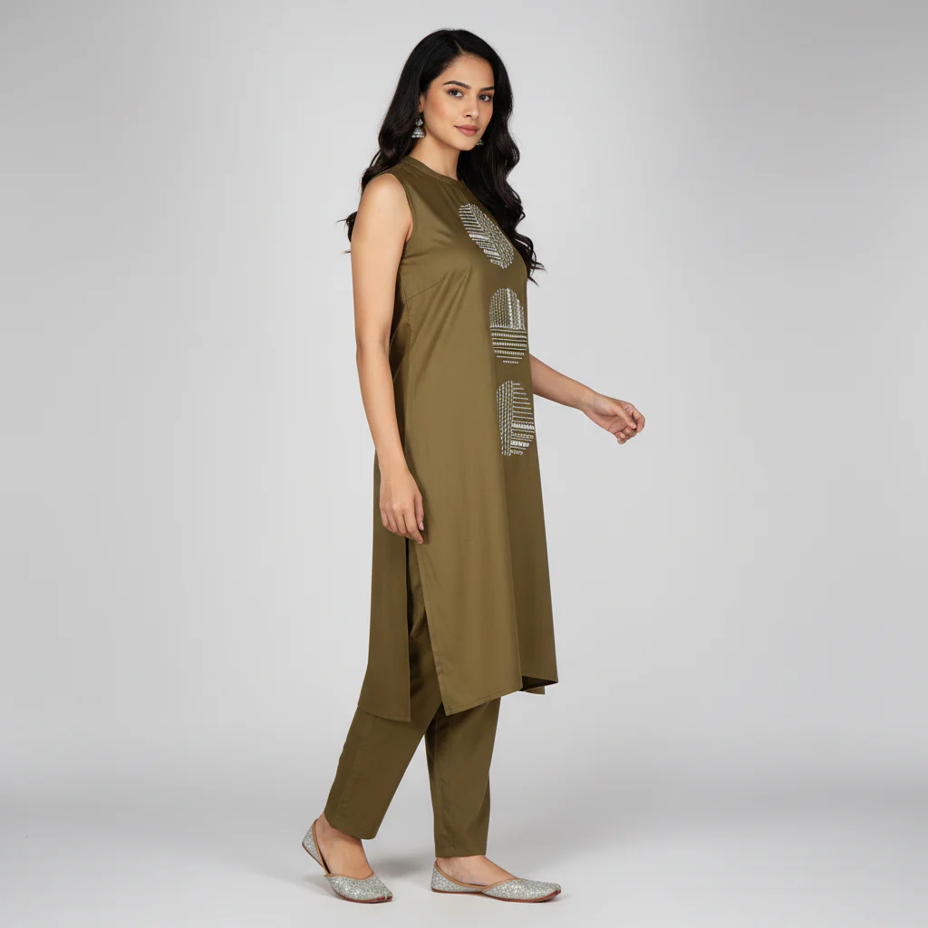 Embroidered Straight Kurta - Image 2