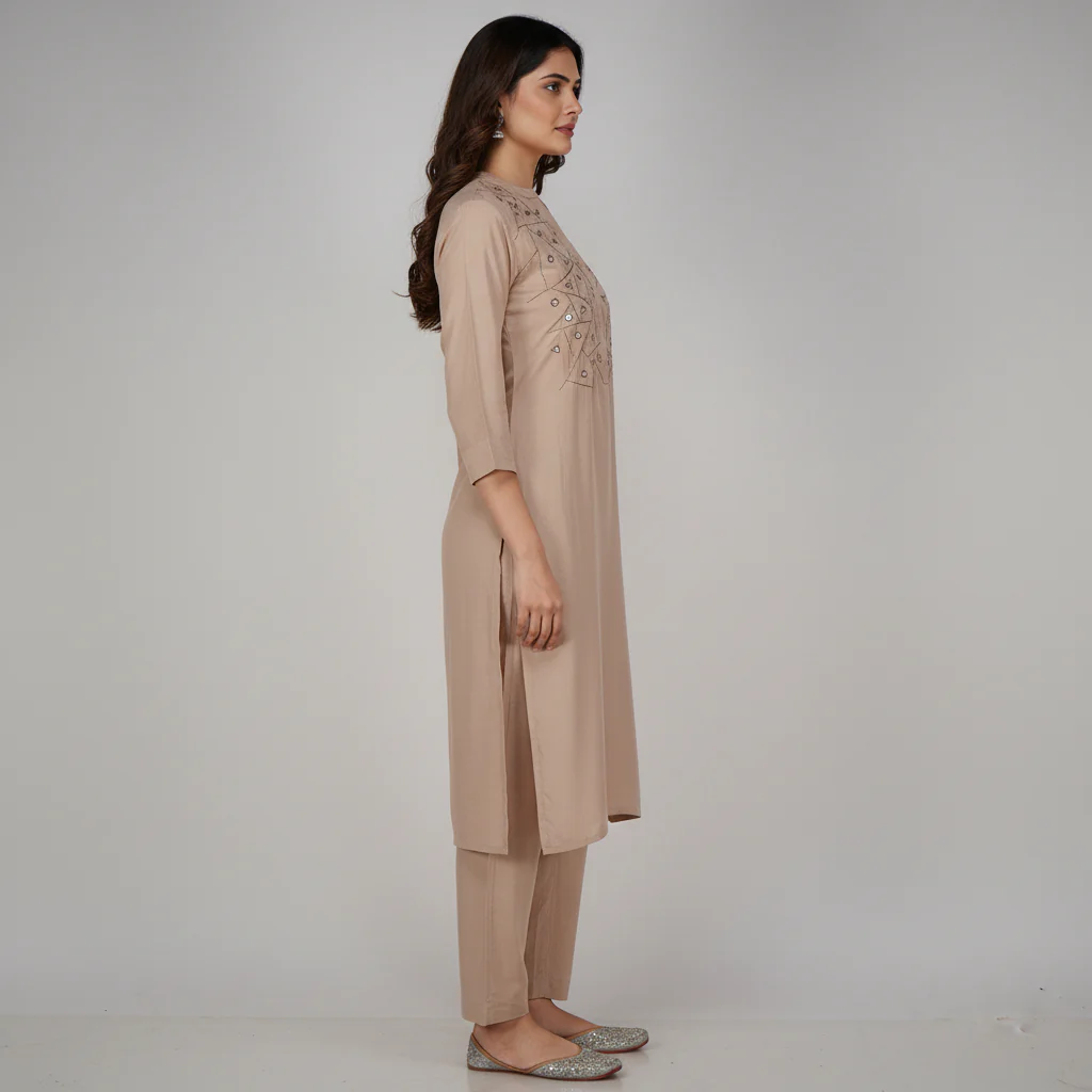 Embroidered Straight Kurta - Image 2