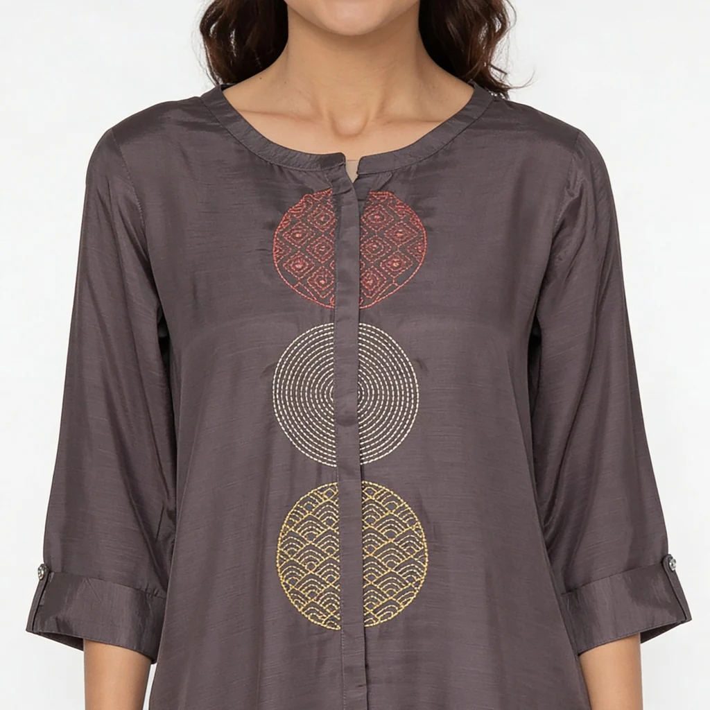 Embroidered Straight Kurta - Image 4