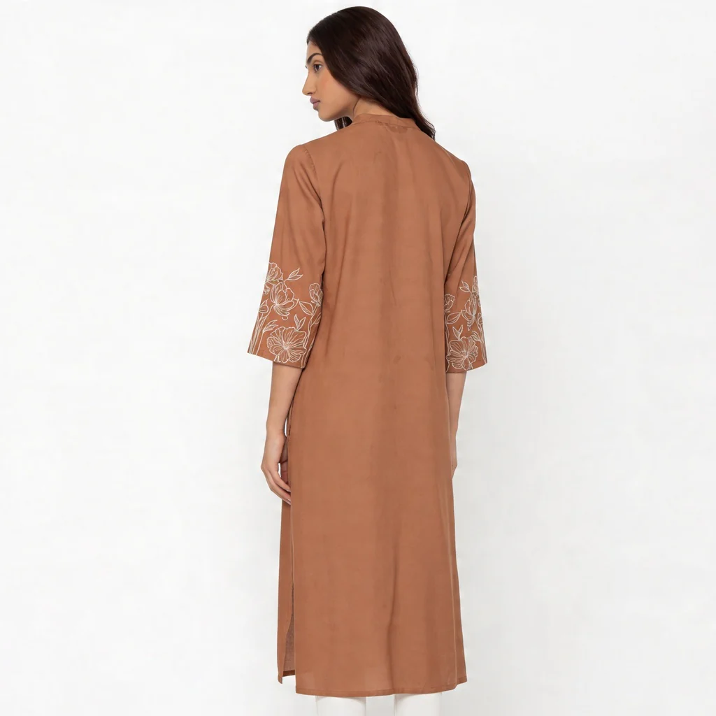 Embroidered Straight Kurta - Image 3