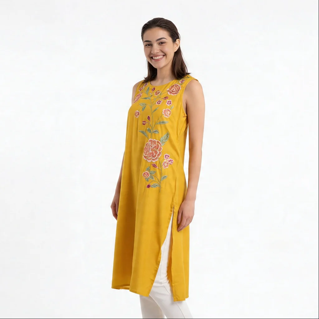 Embroidered Straight Kurta - Image 5