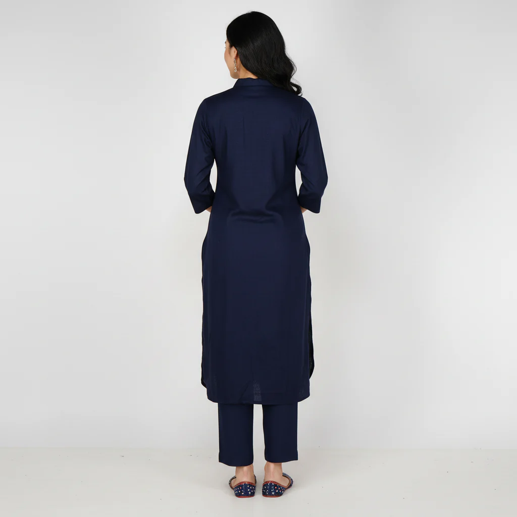 Embroidered Straight Kurta with Pant Set - Image 3