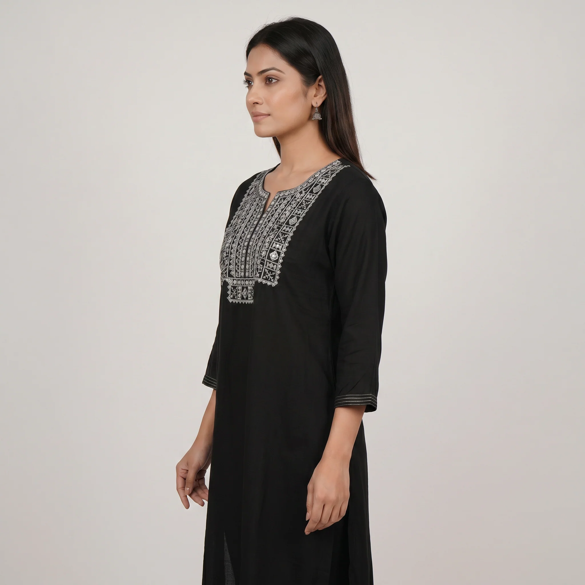 Embroidered Straight Long Kurta - Image 2