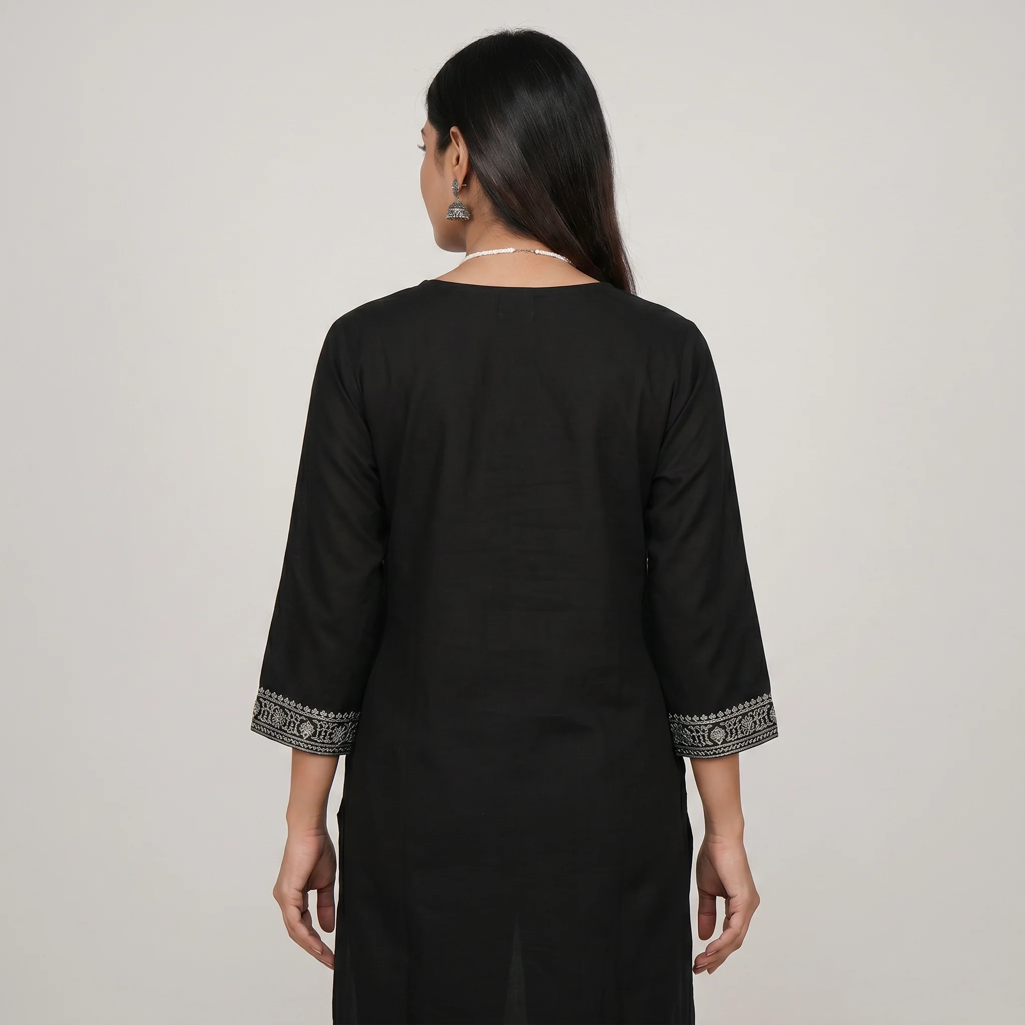 Embroidered Straight Long Kurta - Image 3