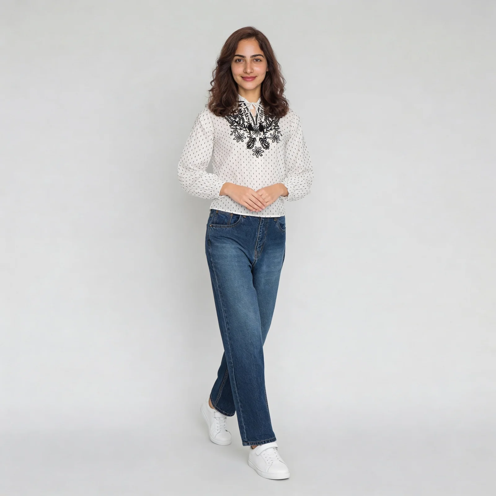 Embroidered Woven Top