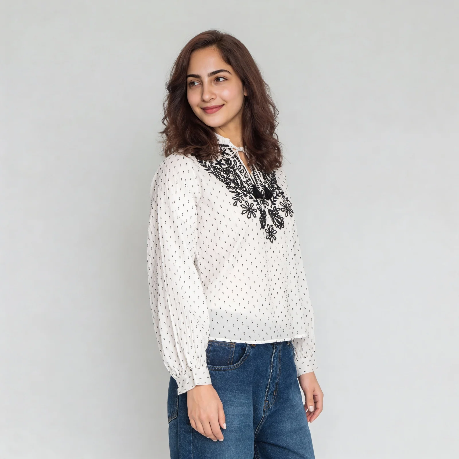 Embroidered Woven Top - Image 5
