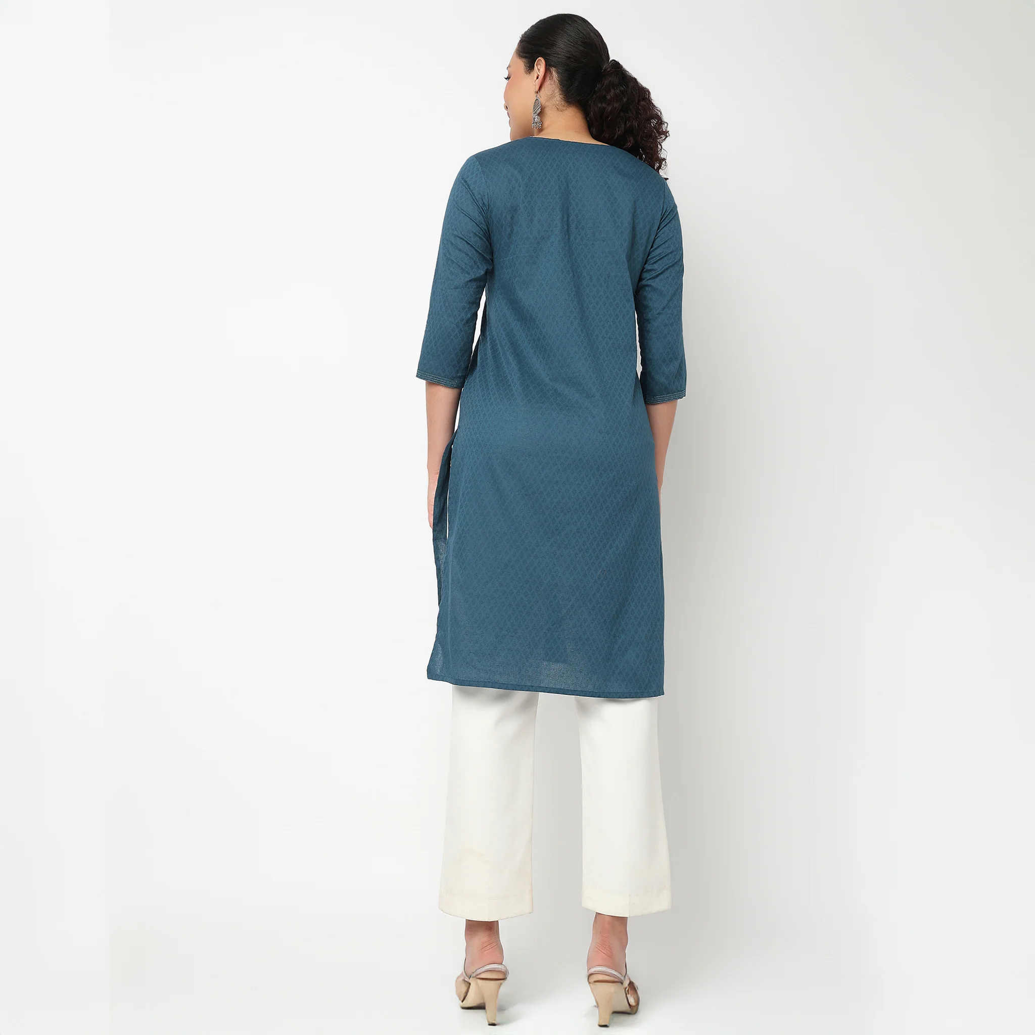Embroidered Yoke Kurta - Image 3